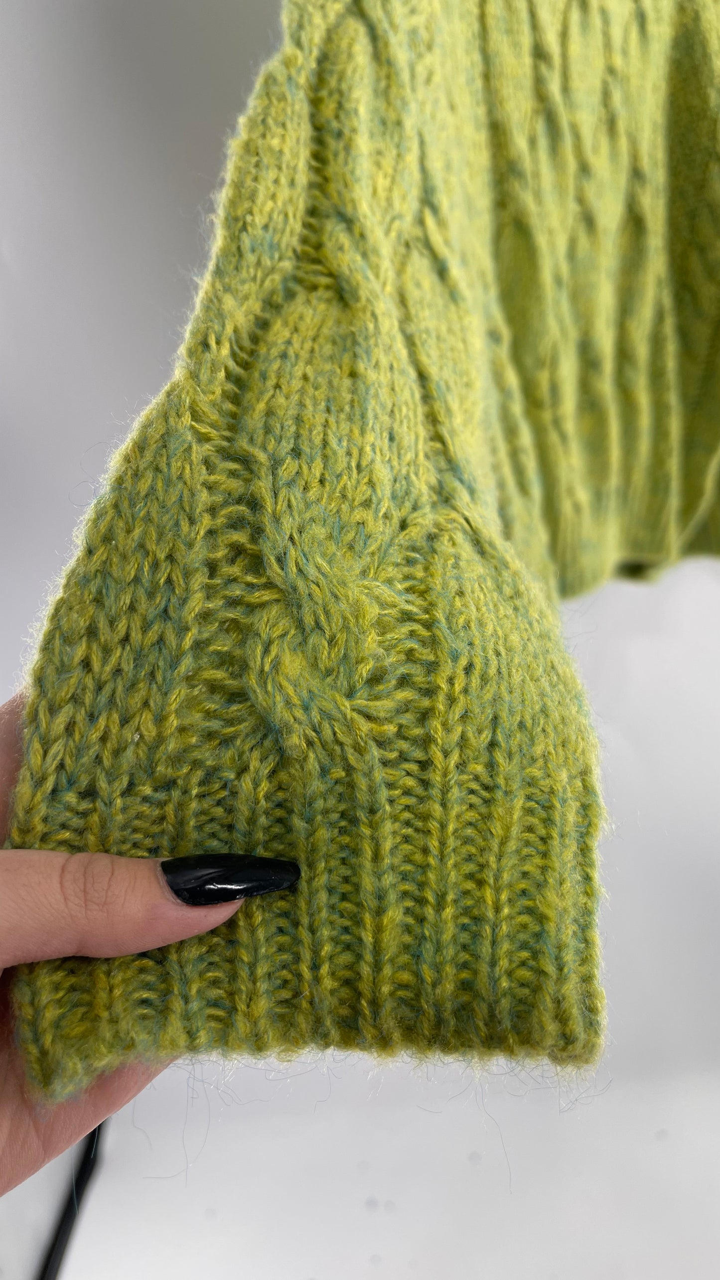 JOA Lime Green/Yellow Cableknit Sweater (S)