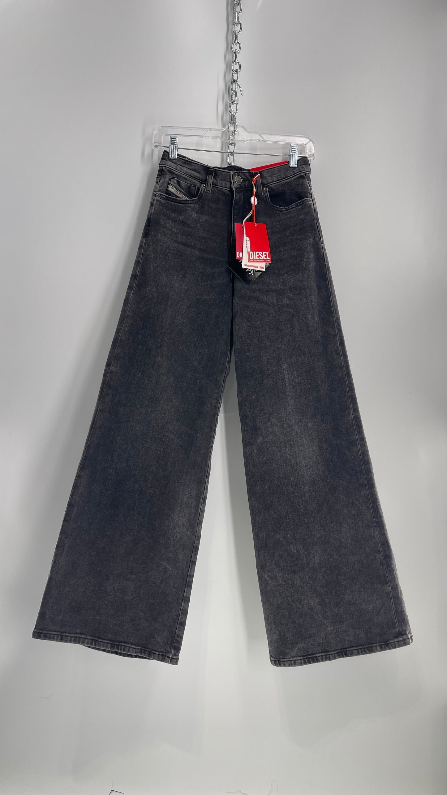 DIESEL Charcoal Grey Baggy Wide Leg 1978 D Akemi OCLBG with Tags Attached (24x30)