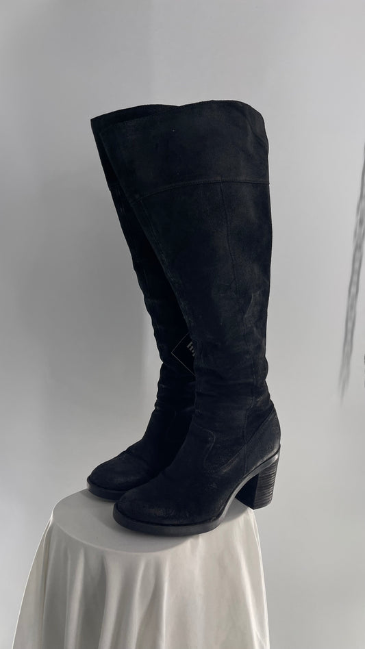 Born Metallic Textured Black Suede Tall Boot (8.5)