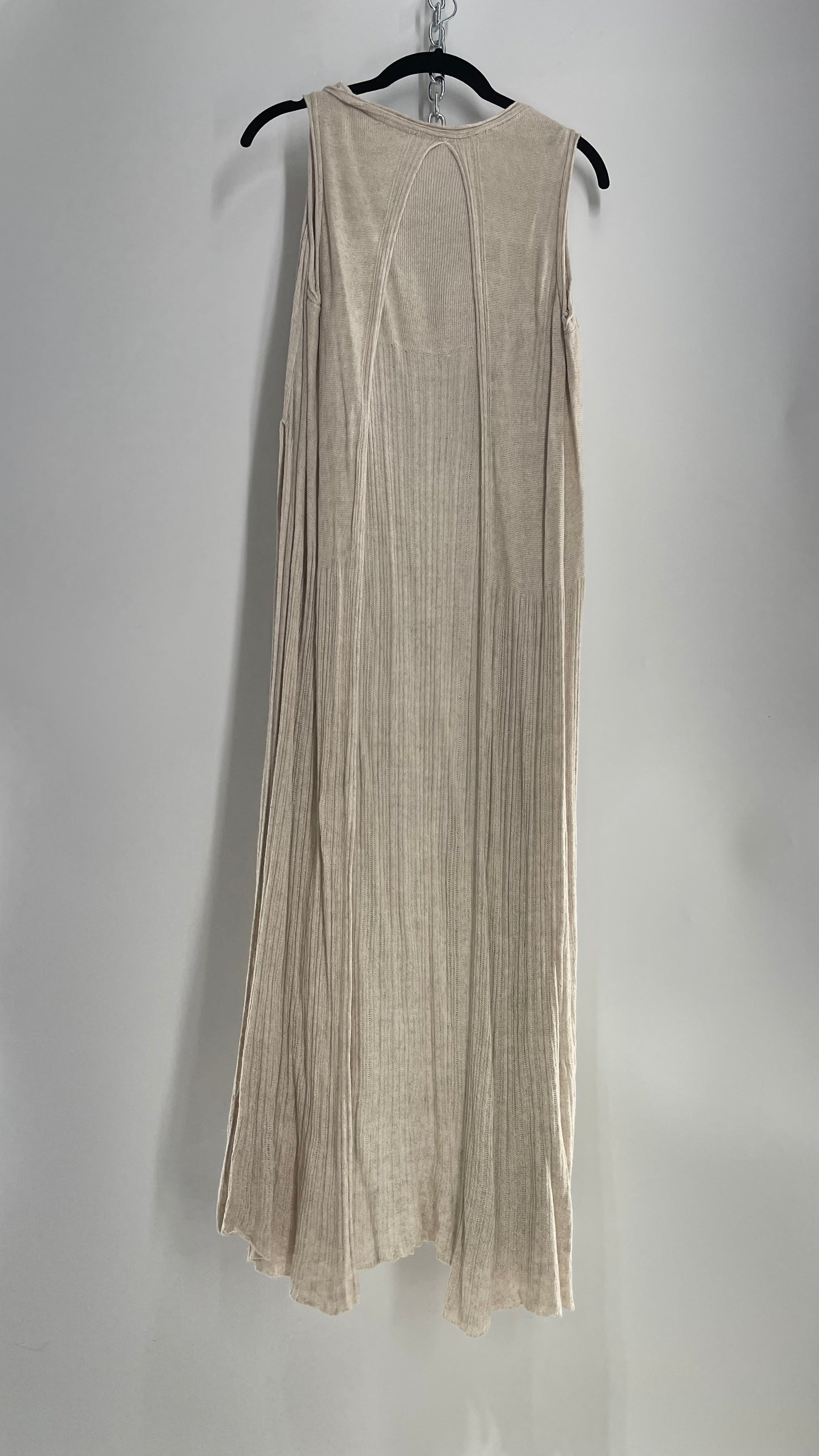 Free People Sleeveless Full Length Knit Beige Cape (XS)