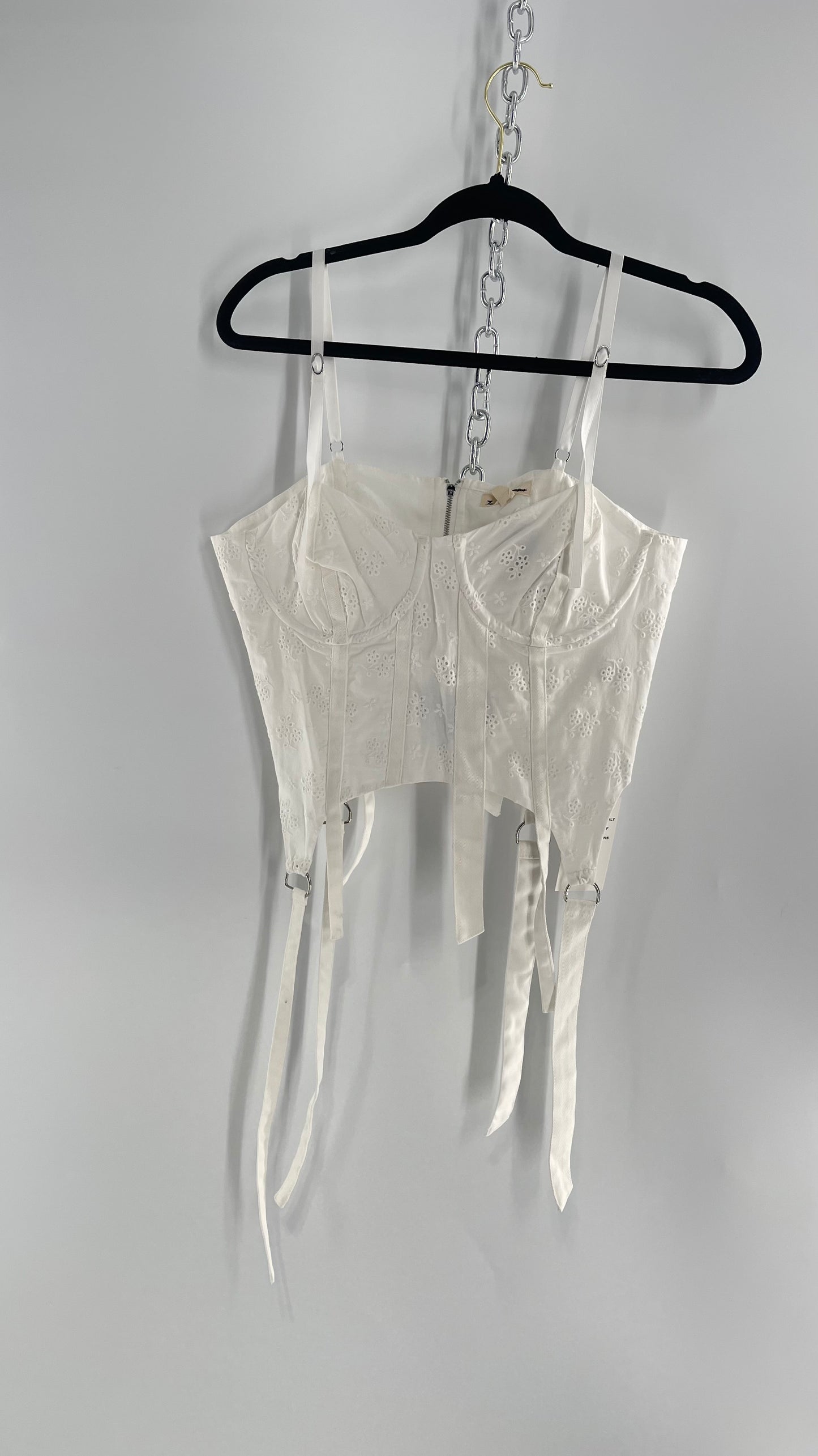 For Love and Lemons White Eyelet Lace Corset with Tags Attached (Large)