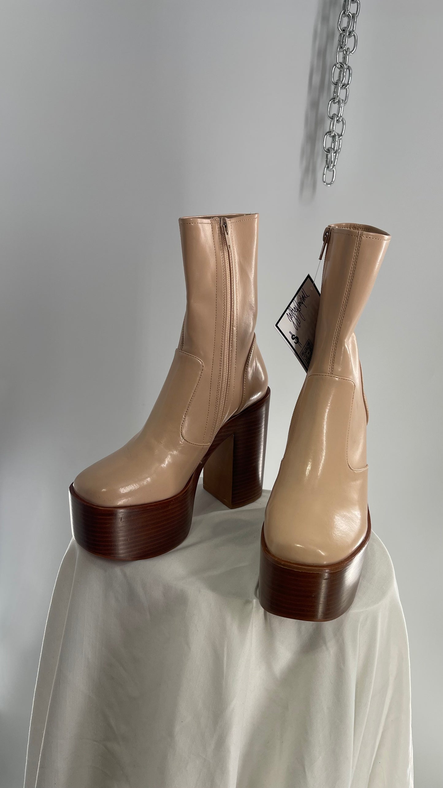 Jeffrey Campbell Mexique Beige Boot with Platform And Chunky Wooden Heel (6)