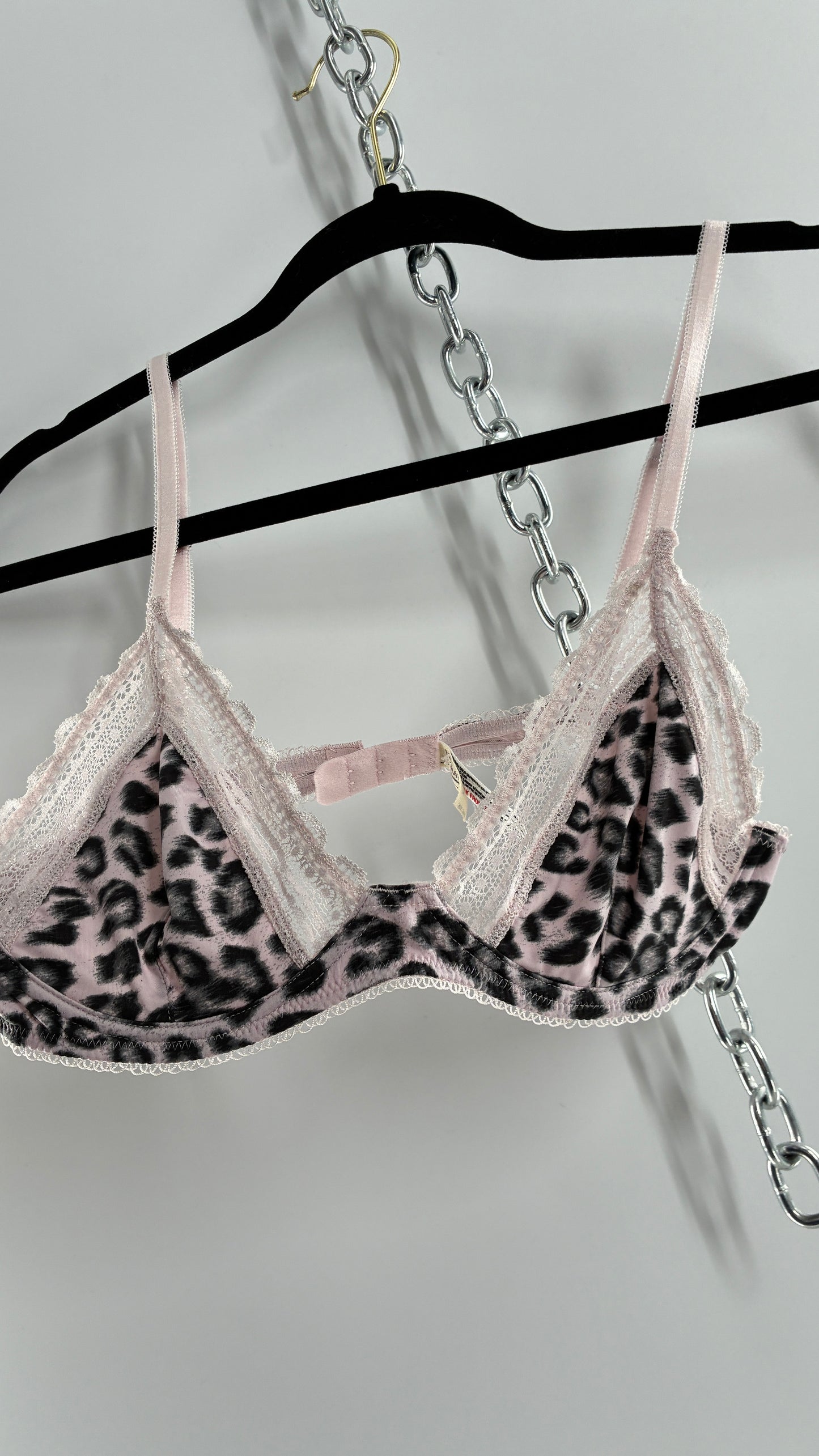 Intimately Free People Leopard Printed Graphic Lace Underwire Bra (34C)