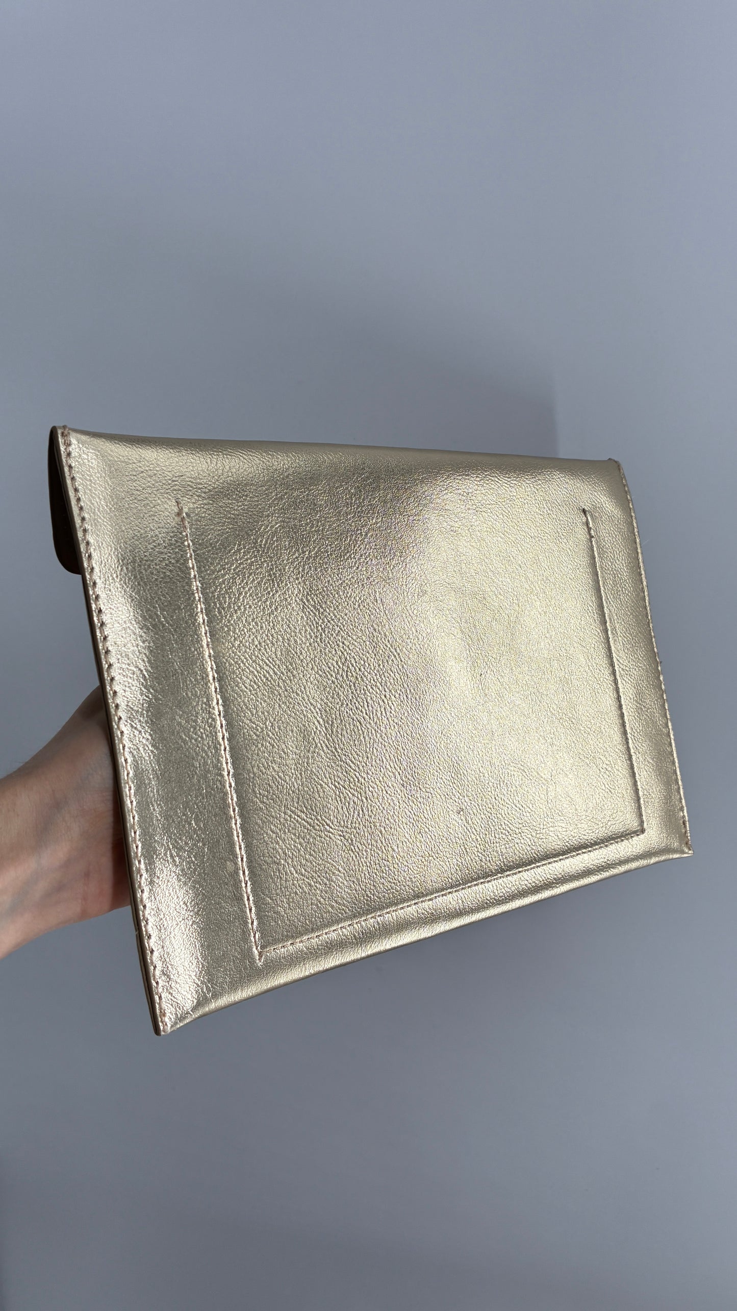 Anthropologie Gold Envelope Eyelet Lace Clutch