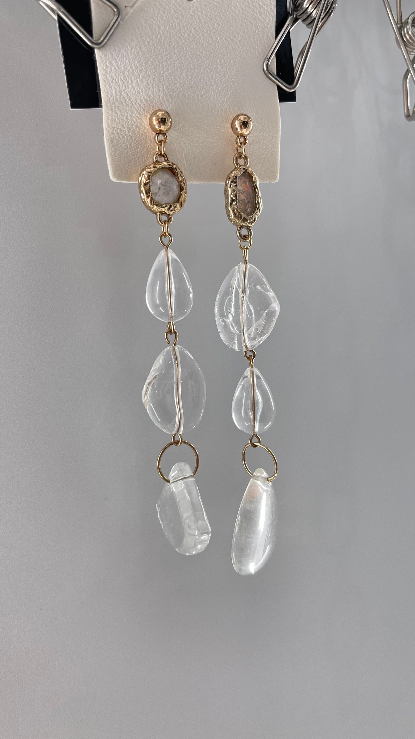 Free People Crystal Clear Opal Earring with Gold Accents