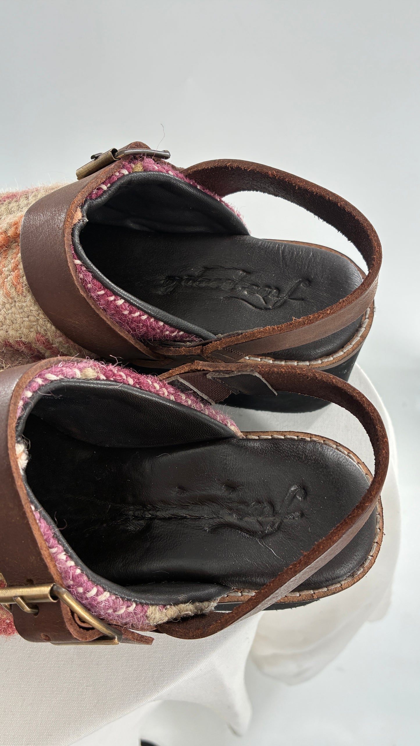FREE PEOPLE Astrid Platform Mules Multicolor with Leather Straps  (7.5)