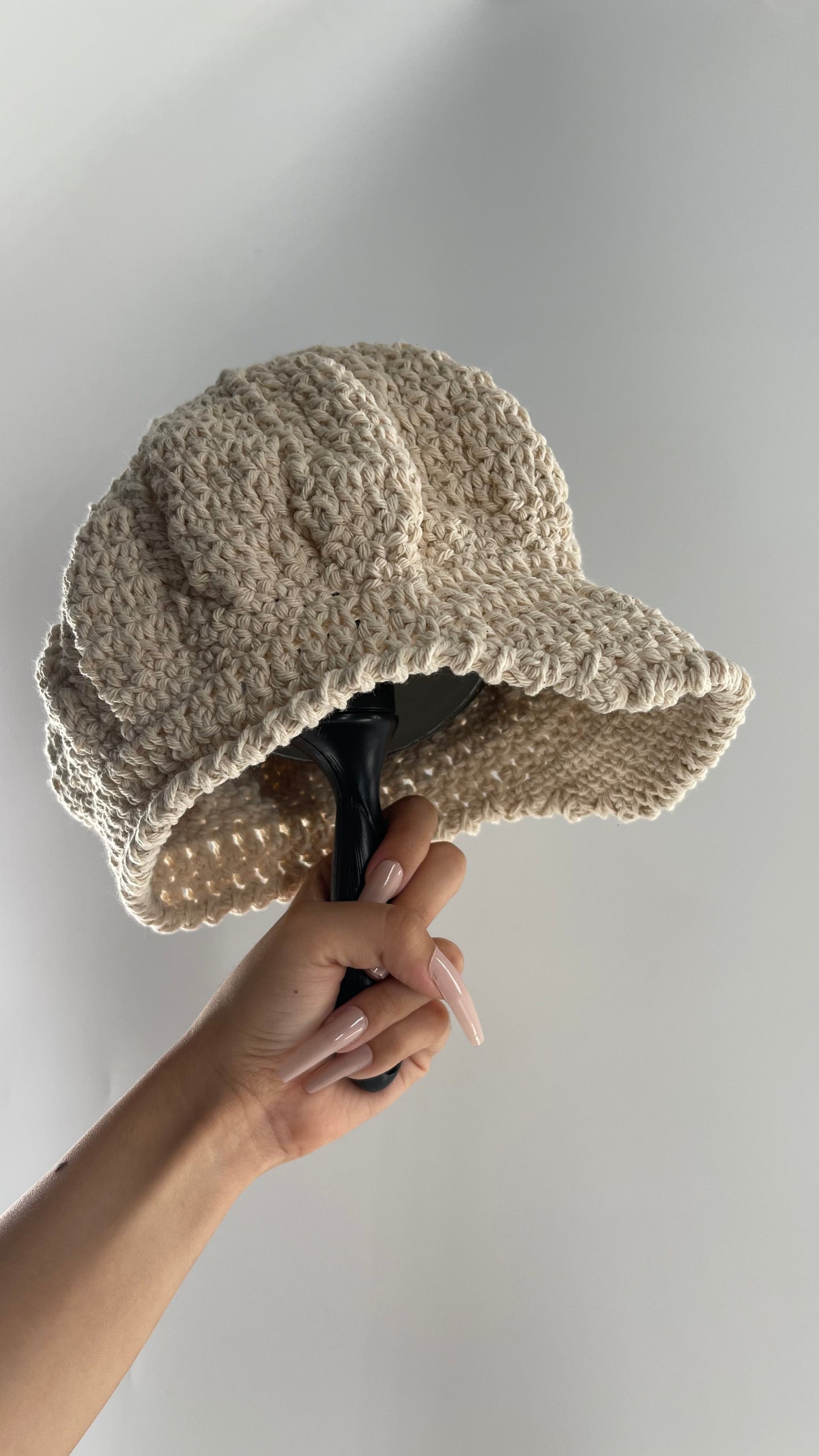 Imported Handmade Beige Crochet Newsboy Paperboy Cap