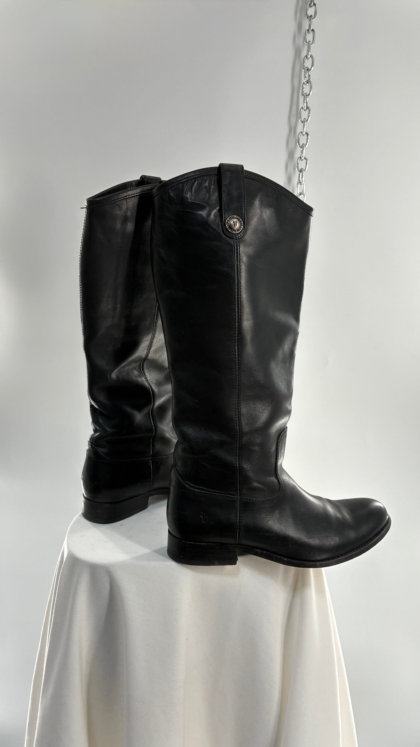 Vintage FRYE Melissa Tall Black Genuine Leather Boots Made in Mexico (8)