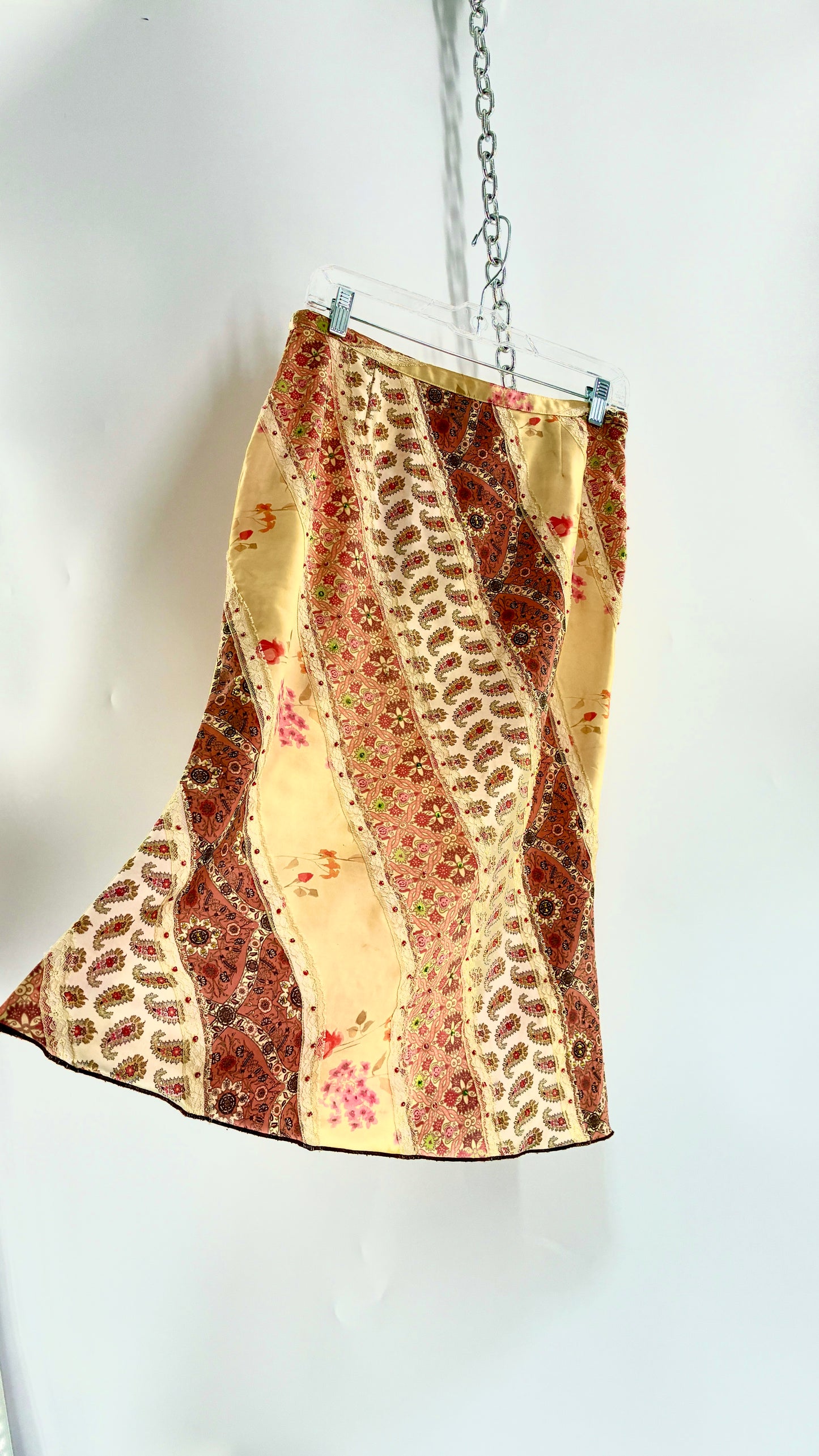 Vintage JANE DOE Paneled Skirt with Embroidered Sequin Details (Large)