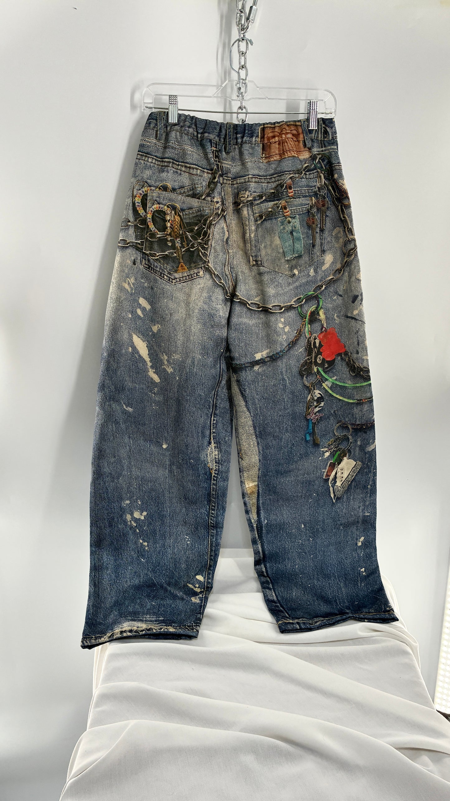 INNOVARE x Acne Studios Graphic Printed Wide Leg Jeans with Tags Attached (Small)