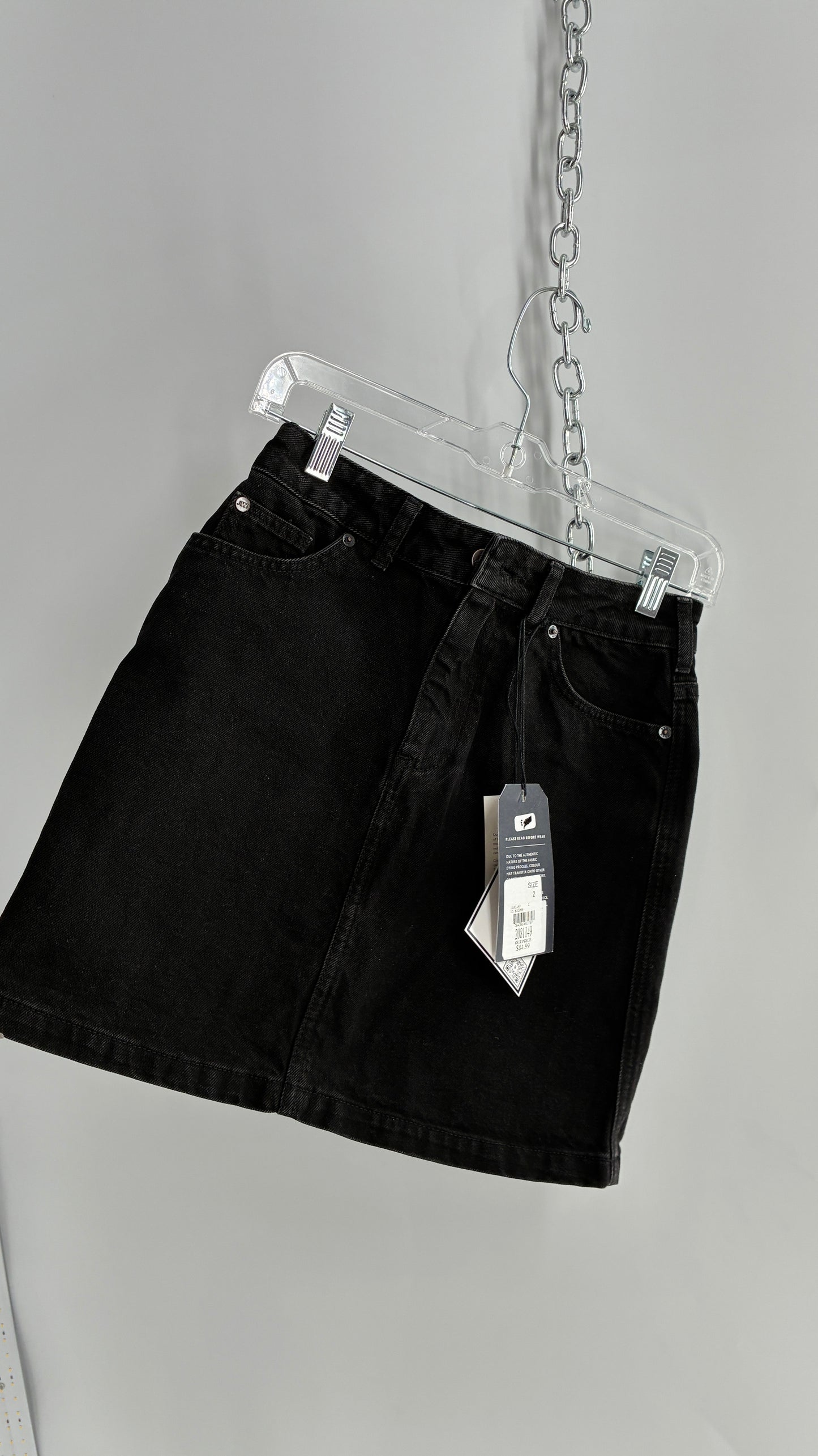 JACK WILLS Black Denim Mini Skirt with Tags Attached (2)