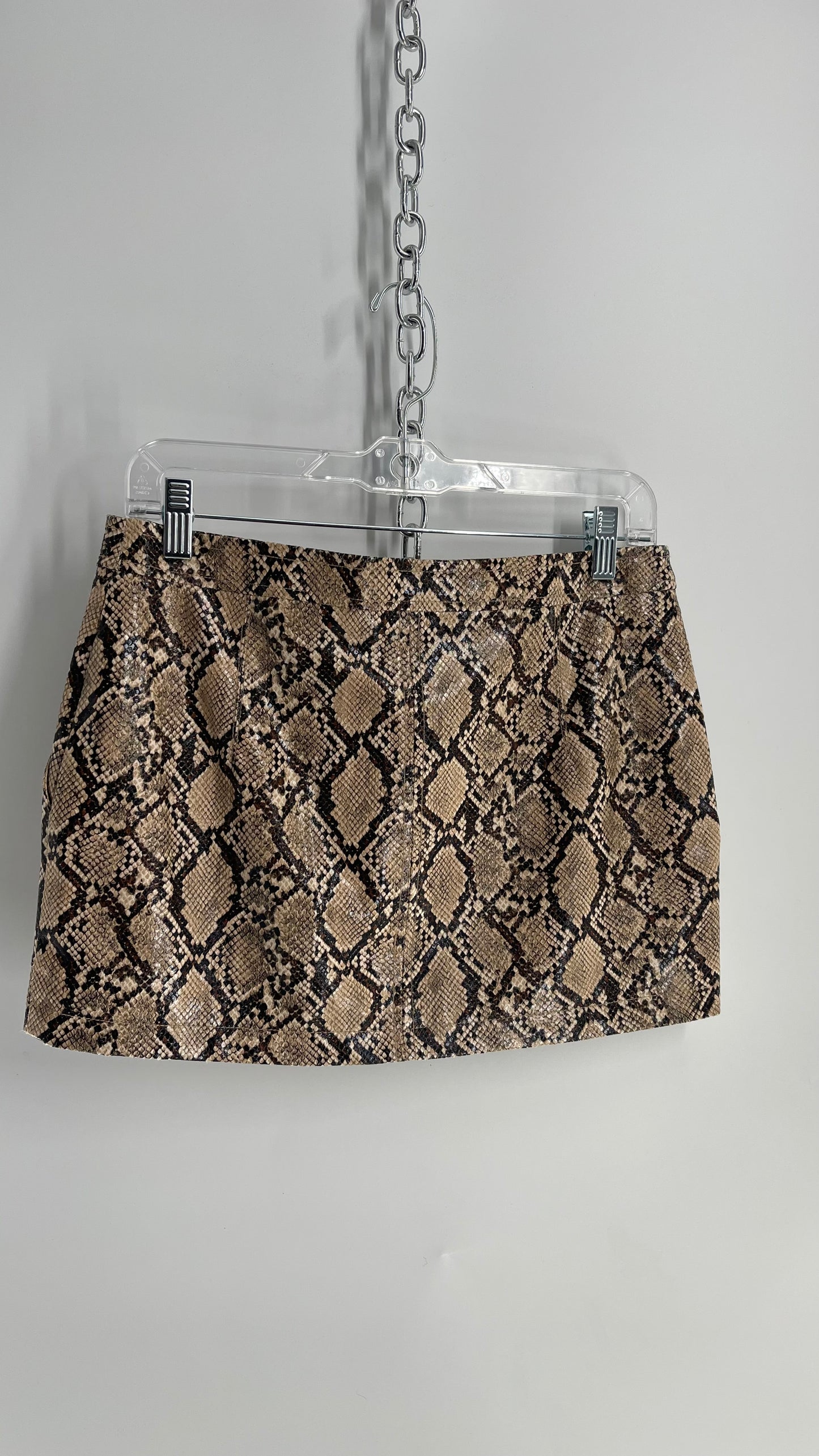 Free People Snakeskin Neutral Zip Front Mini Skirt (8)