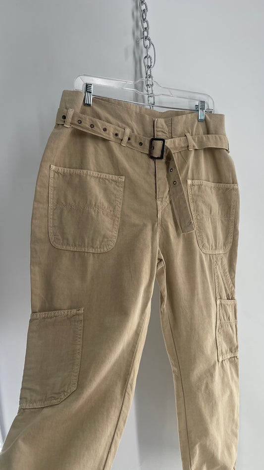 Free People Khaki Cargos with Grommet Belt (6)