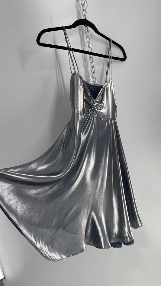 Intimately Free People Liquid Metal Silver Backless Dress (XS)