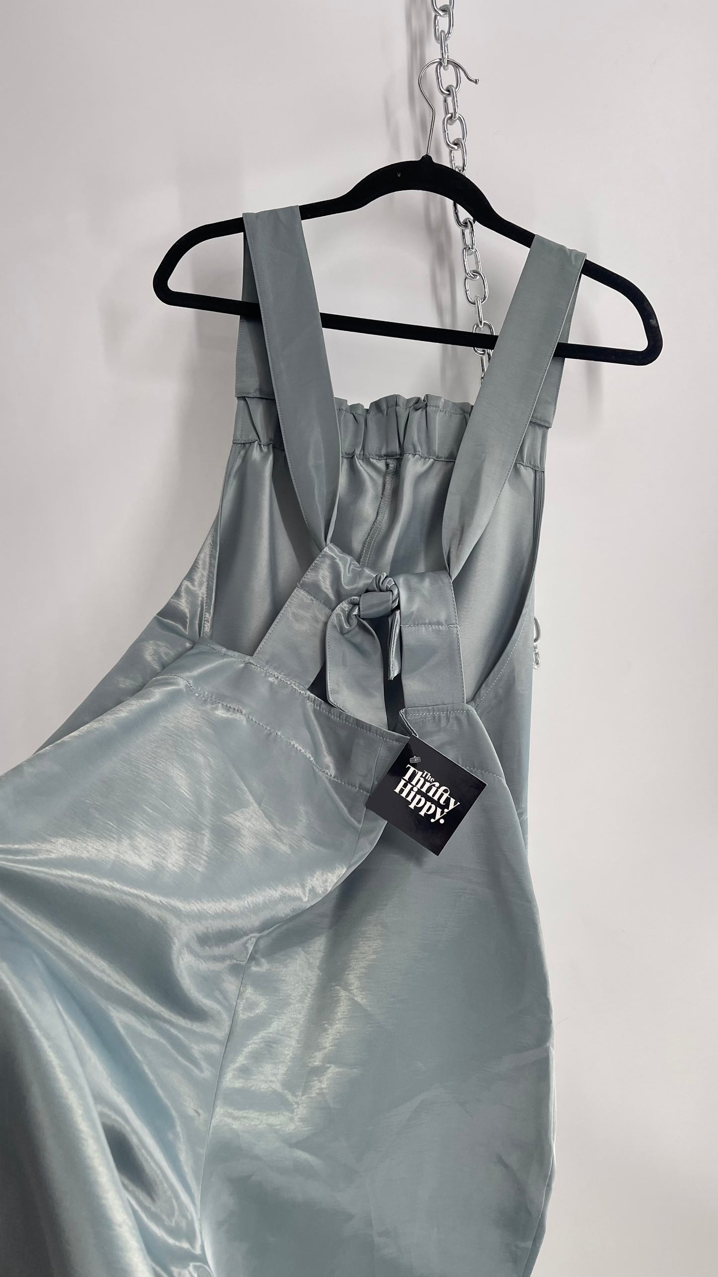 Silence + Noise Urban Outfitters Silver Satin Jumpsuit (Medium)