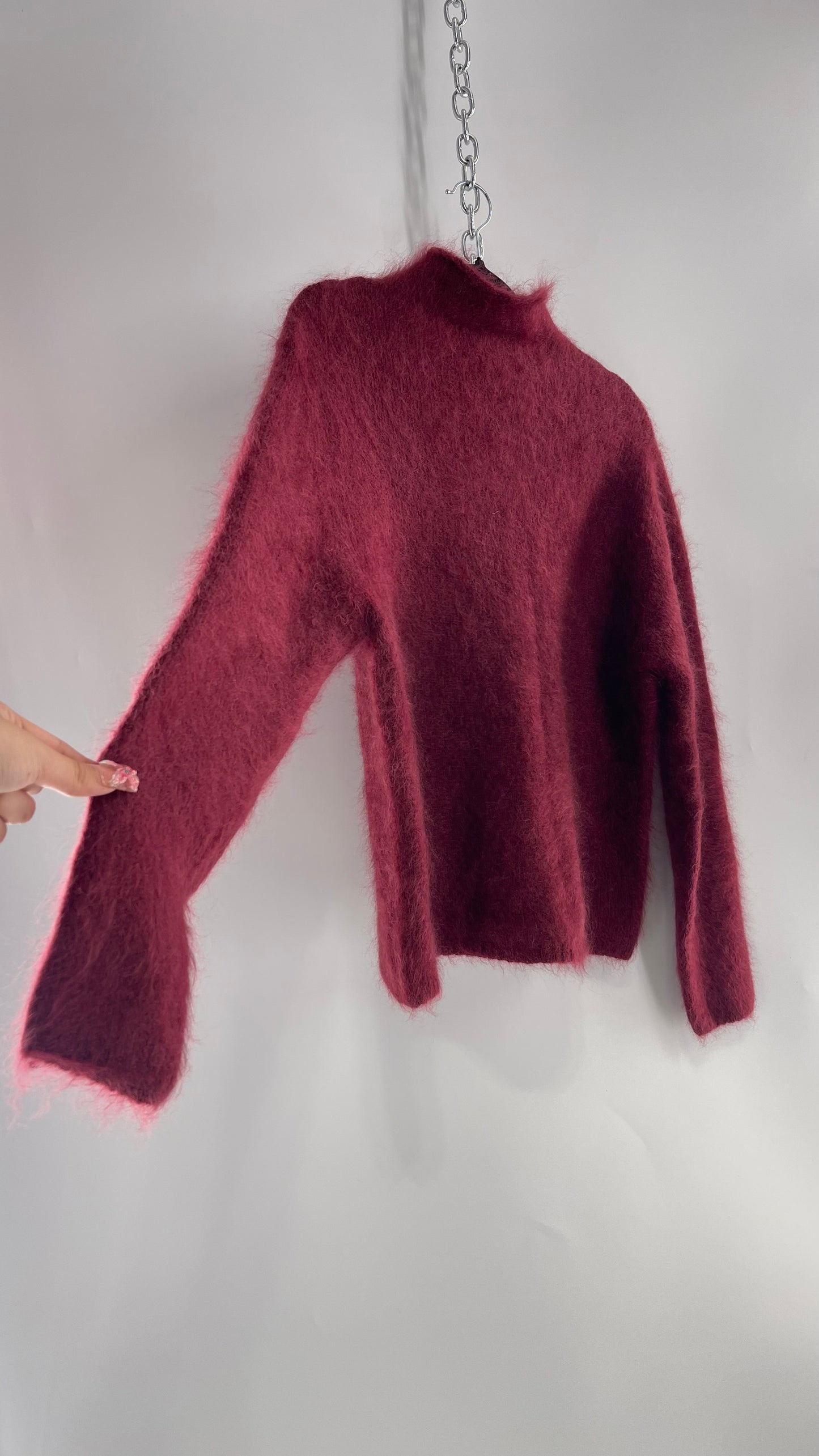 Vintage Amore 70% Mohair Raspberry Crimson Sweater (Large)