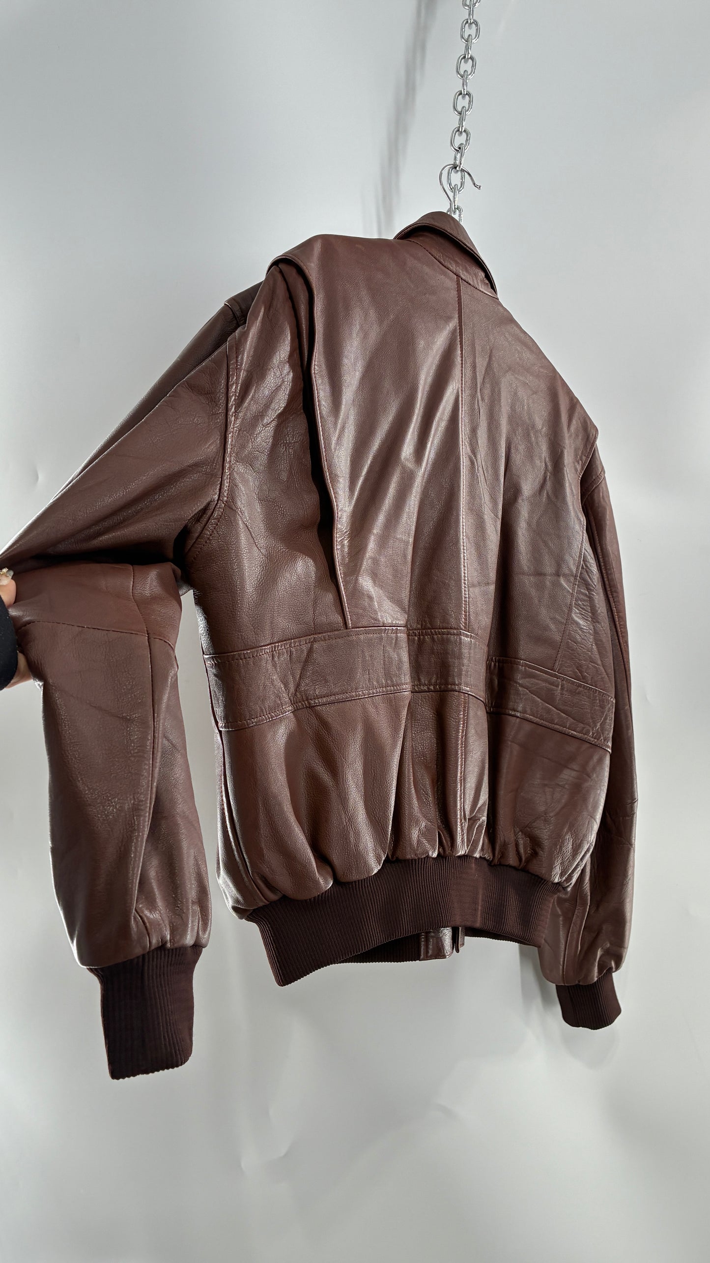 Vintage SUPER FORTRESS B2 Brown Leather Bomber Jacket (Large)