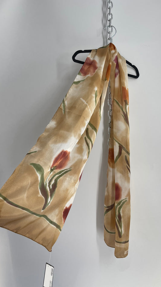 Vintage Holland Brown Water Colored Painted Flowers