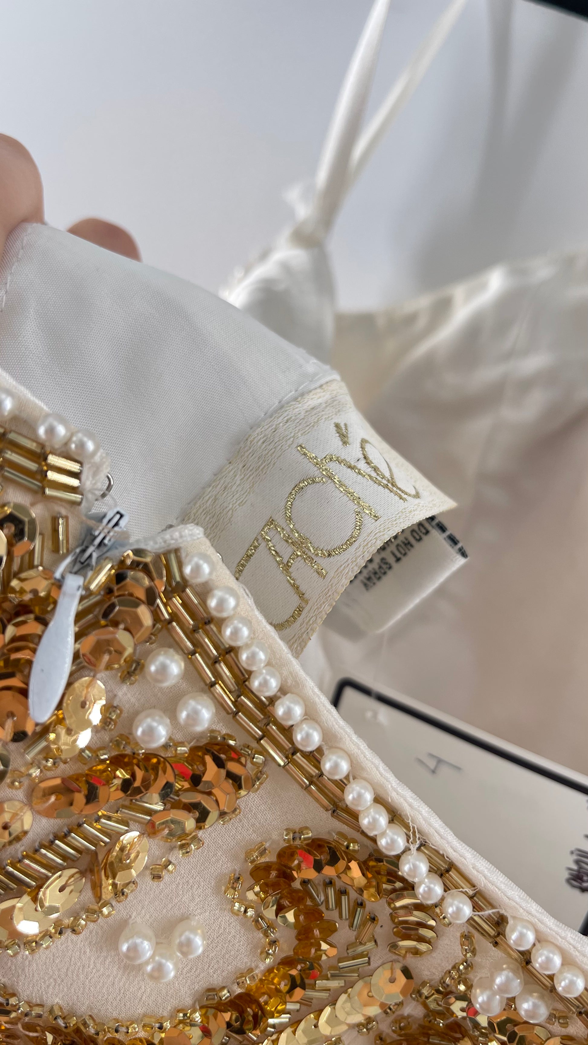 Cache Beaded Old Hollywood Glam White Beaded BodyCon Mini Dress with H The Thrifty Hippy Cache Beaded Old Hollywood Glam White Beaded BodyCon Mini Dress with H The Thrifty Hippy