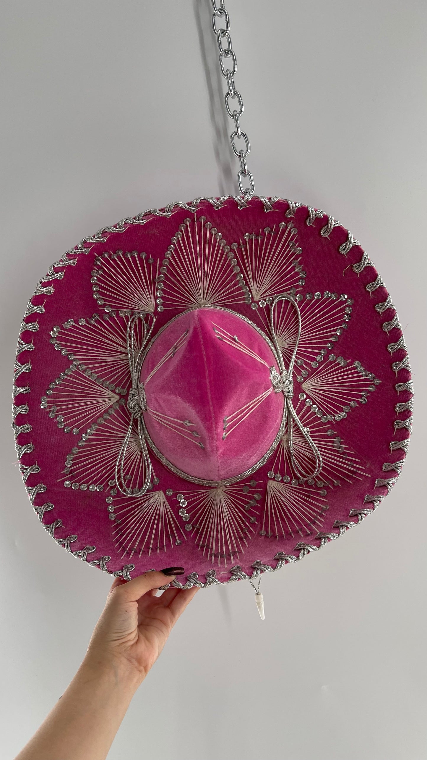 Vintage 1970s Pink and Silver Salazar Yepez Sombrero
