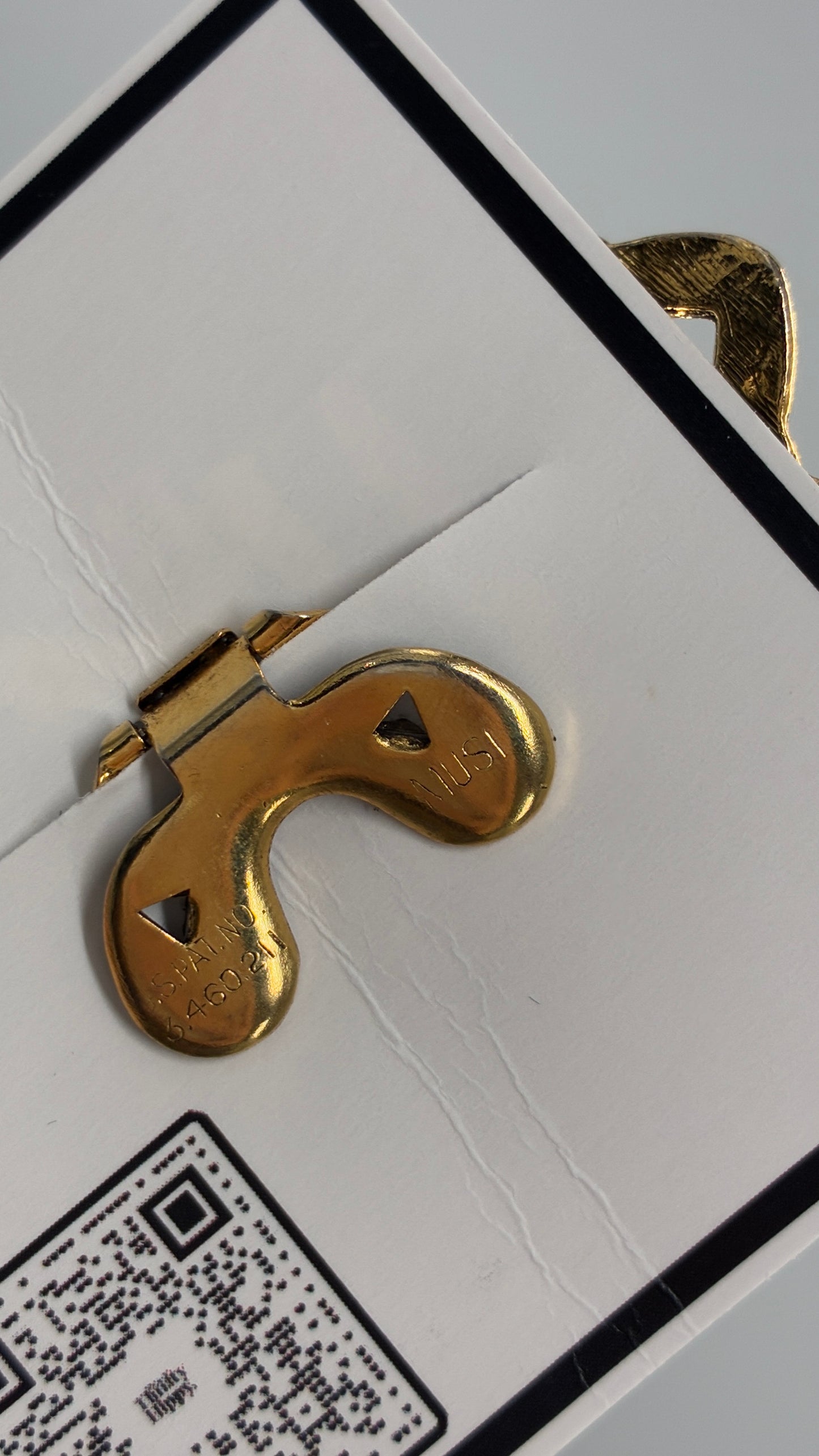 Vintage MUSI Ornate Gold French Buckle Clip with Engraved Flowers and Leaves