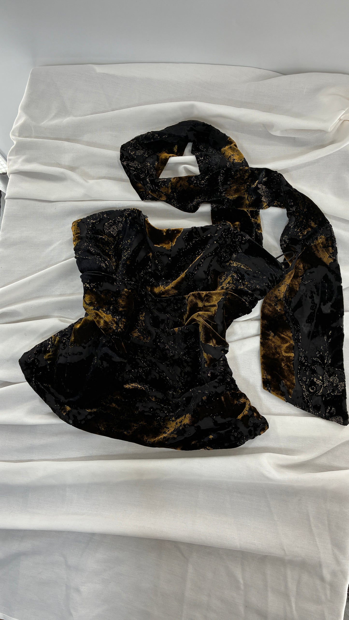 ZARA Black Burn Our Velour Wrap Scarf Corset with Tags (Medium)