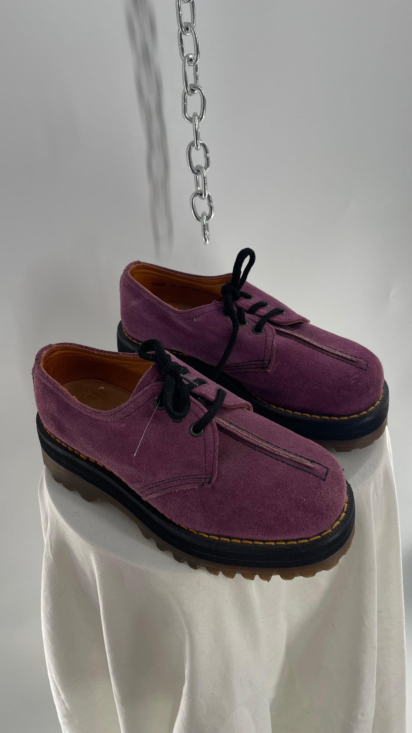 SUPER RARE Vintage Dr. Martens Platform Purple/Mauve Suede Leather Oxfords (3)