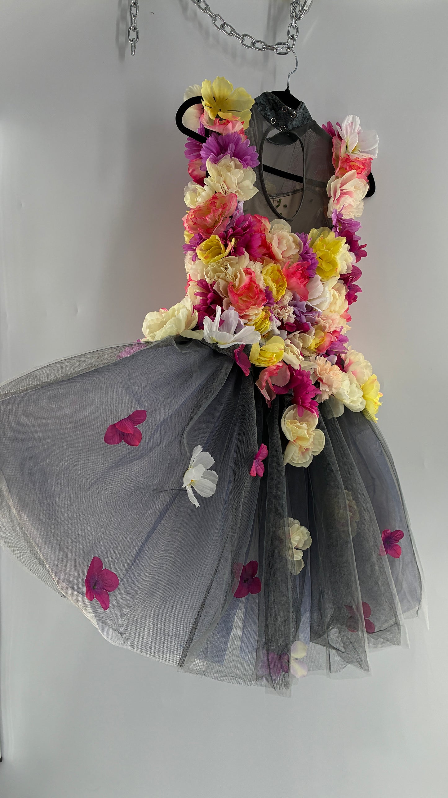 Floral Appliqué Abstract Display Mini Dress (S/M)