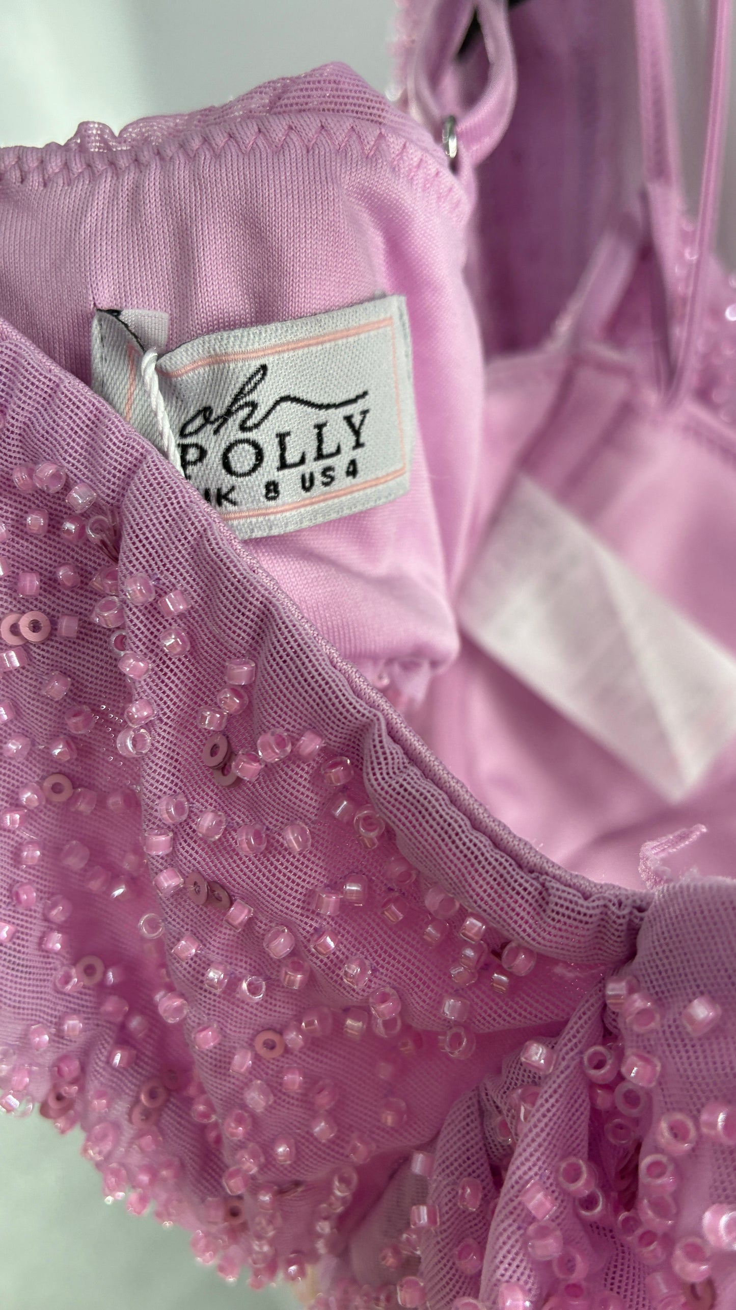 Princess Polly Beaded Shrug, Drape Front Lilac Long Sleeve with Tags Attached (4)