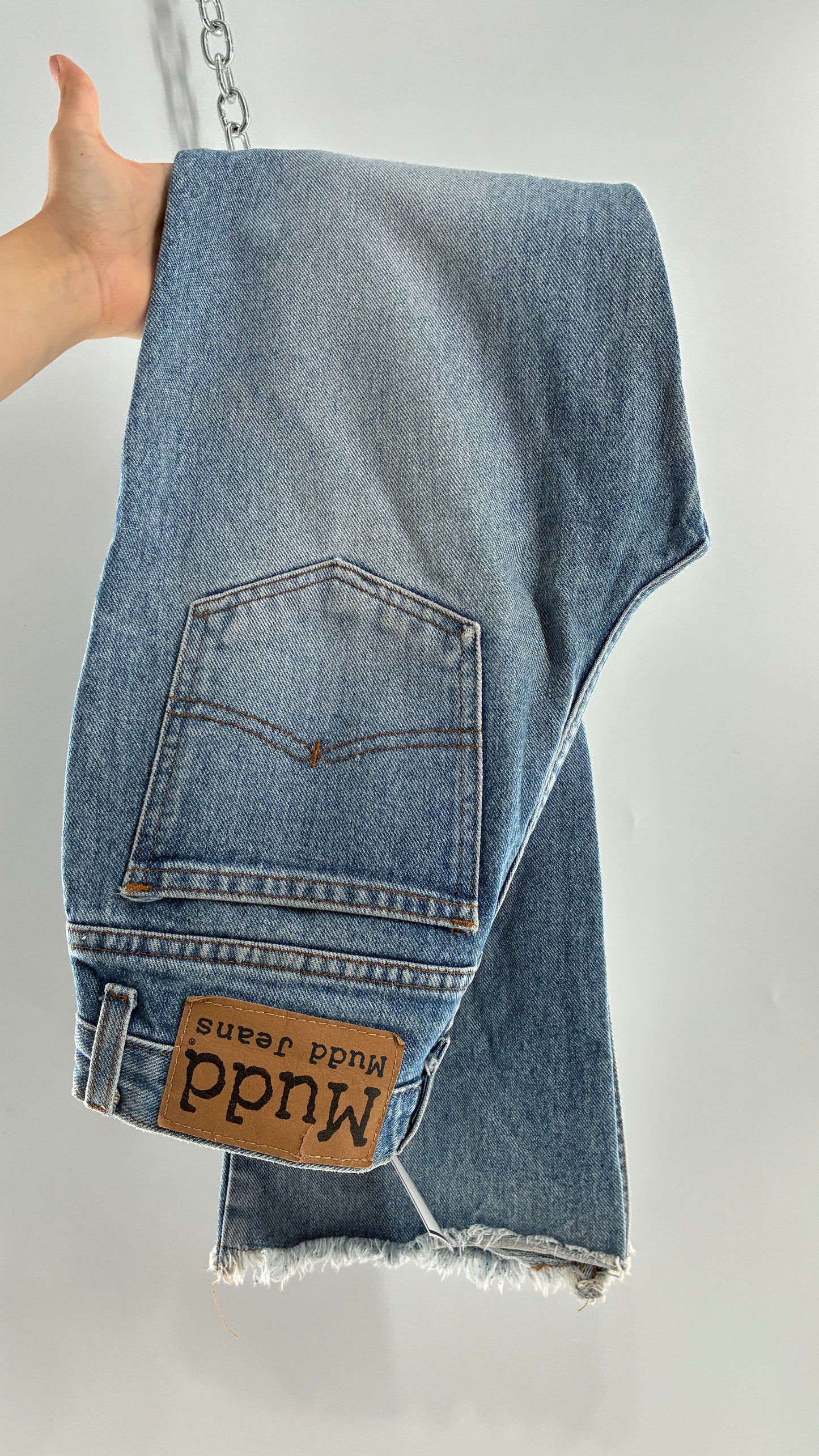 Vintage MUDD Light Wash Kick Flare Jeans with Oversized Jacron (7)