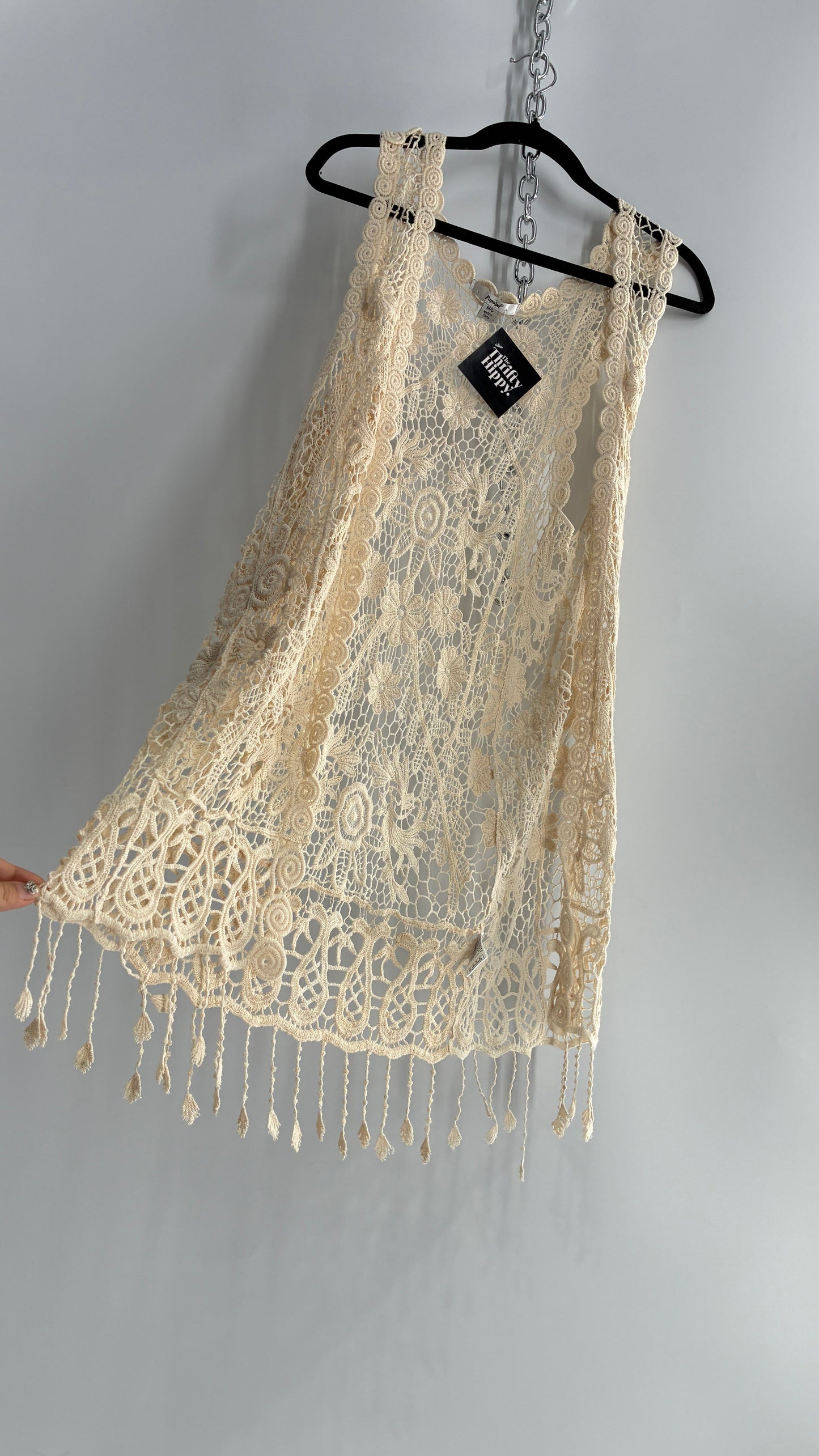 Vintage Sleeveless Crochet Cape (M/L)
