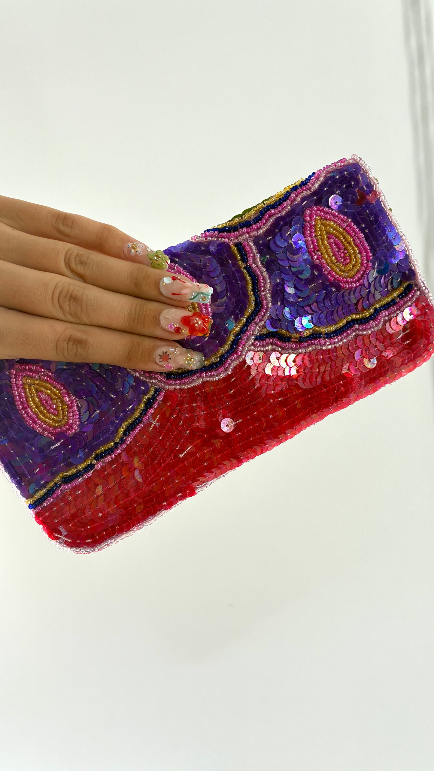 Vintage K.C MALHAN Sequin Beaded Clutch Wallet
