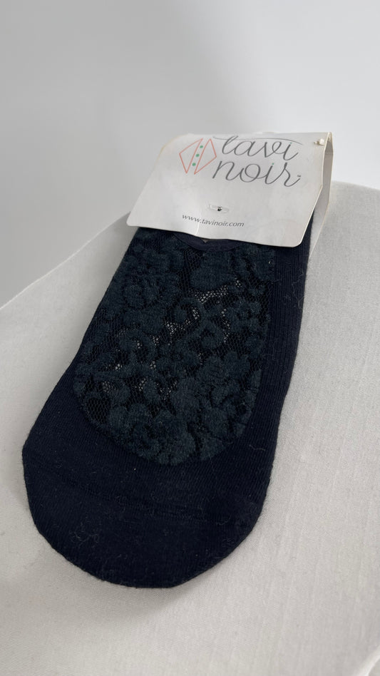 TAVINOIR Black and Lace Socks with Grip
