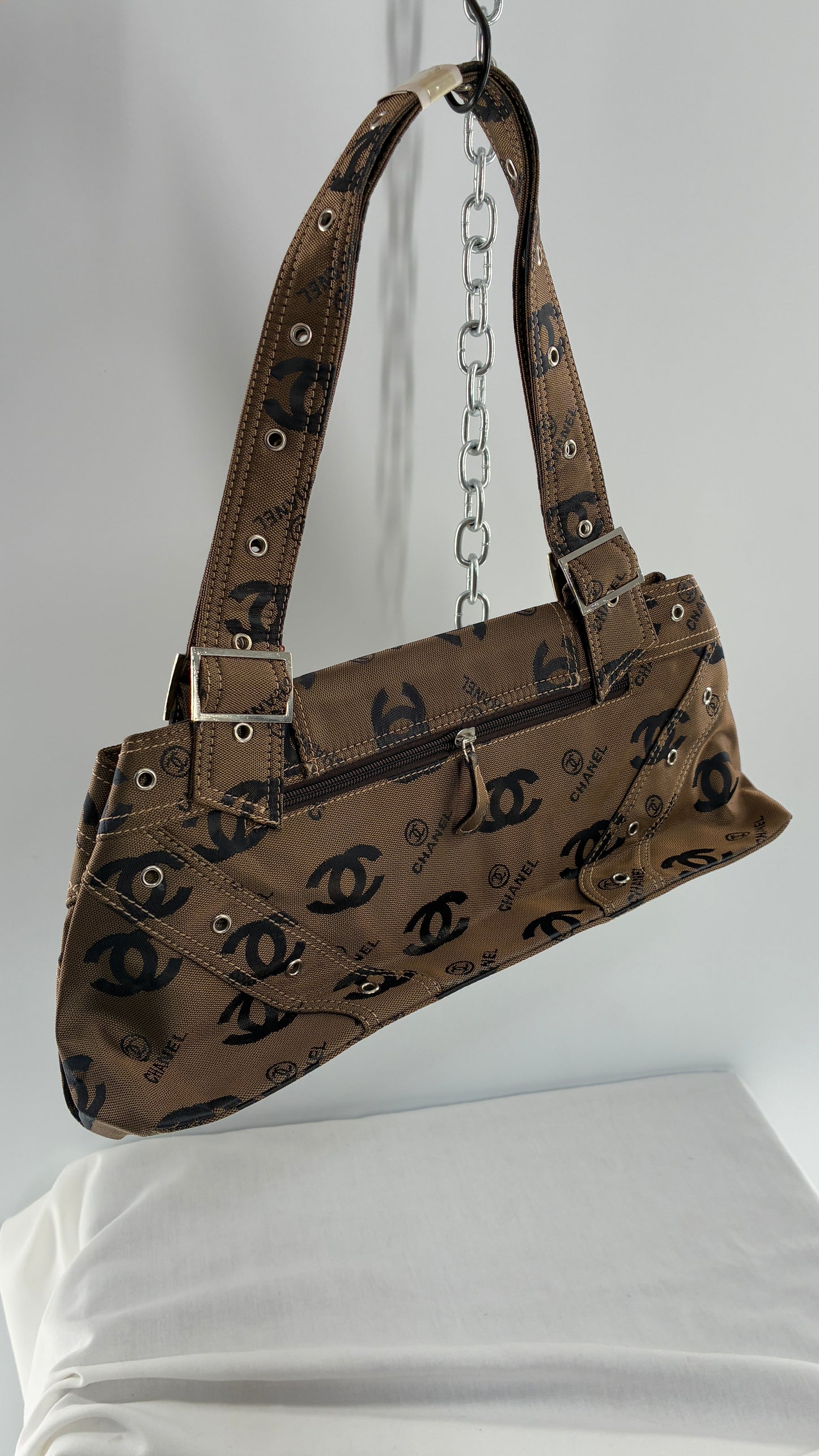 Vintage Kitschy Unauthenticated CHANEL All Over Monogram Buckle Bag