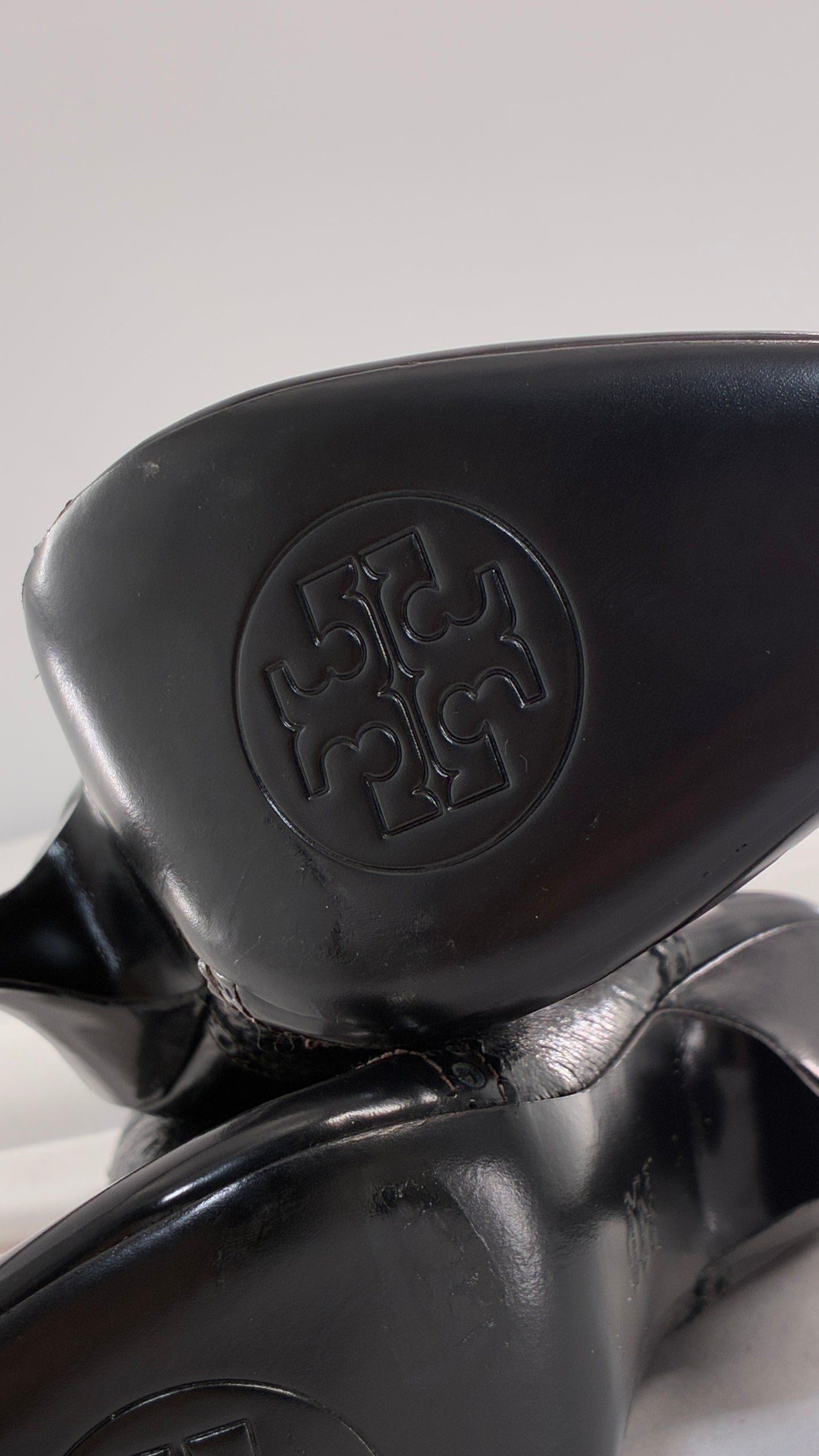 Vintage TORY BURCH Black Patent Leather Stiletto Boots  (9.5)