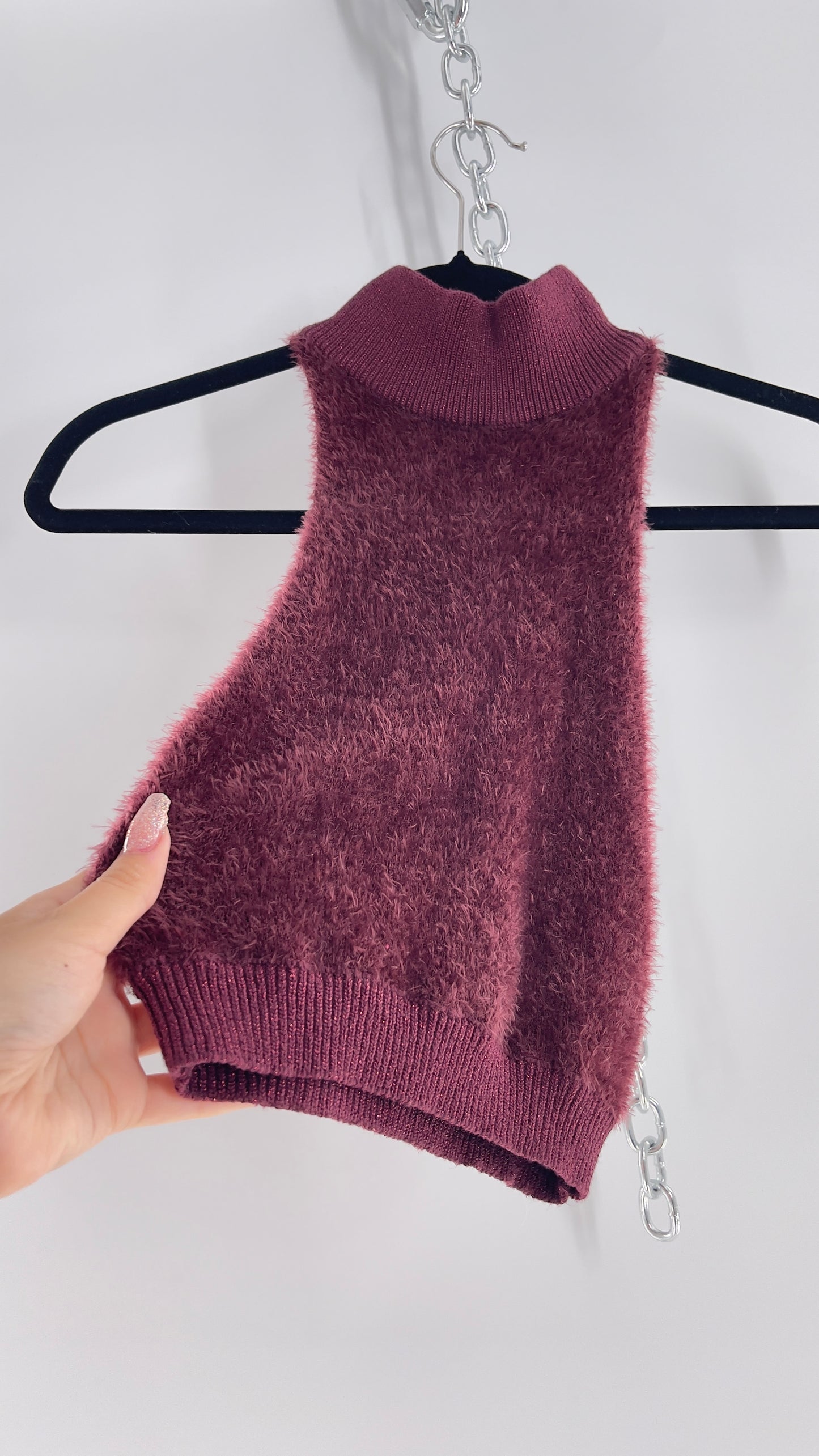 Urban Outfitters Fuzzy Burgundy Turtleneck Tank (Medium)