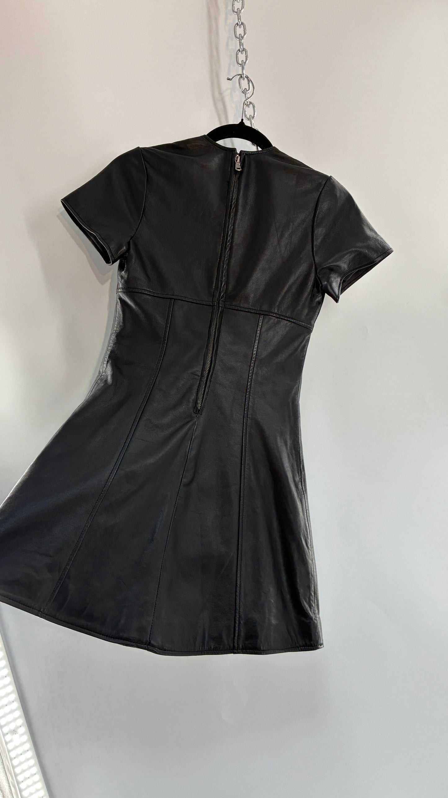 HOUSE of HARLOW X REVOLVE Genuine Leather Underbust Seam, Bodycon Mini Dress (Small)