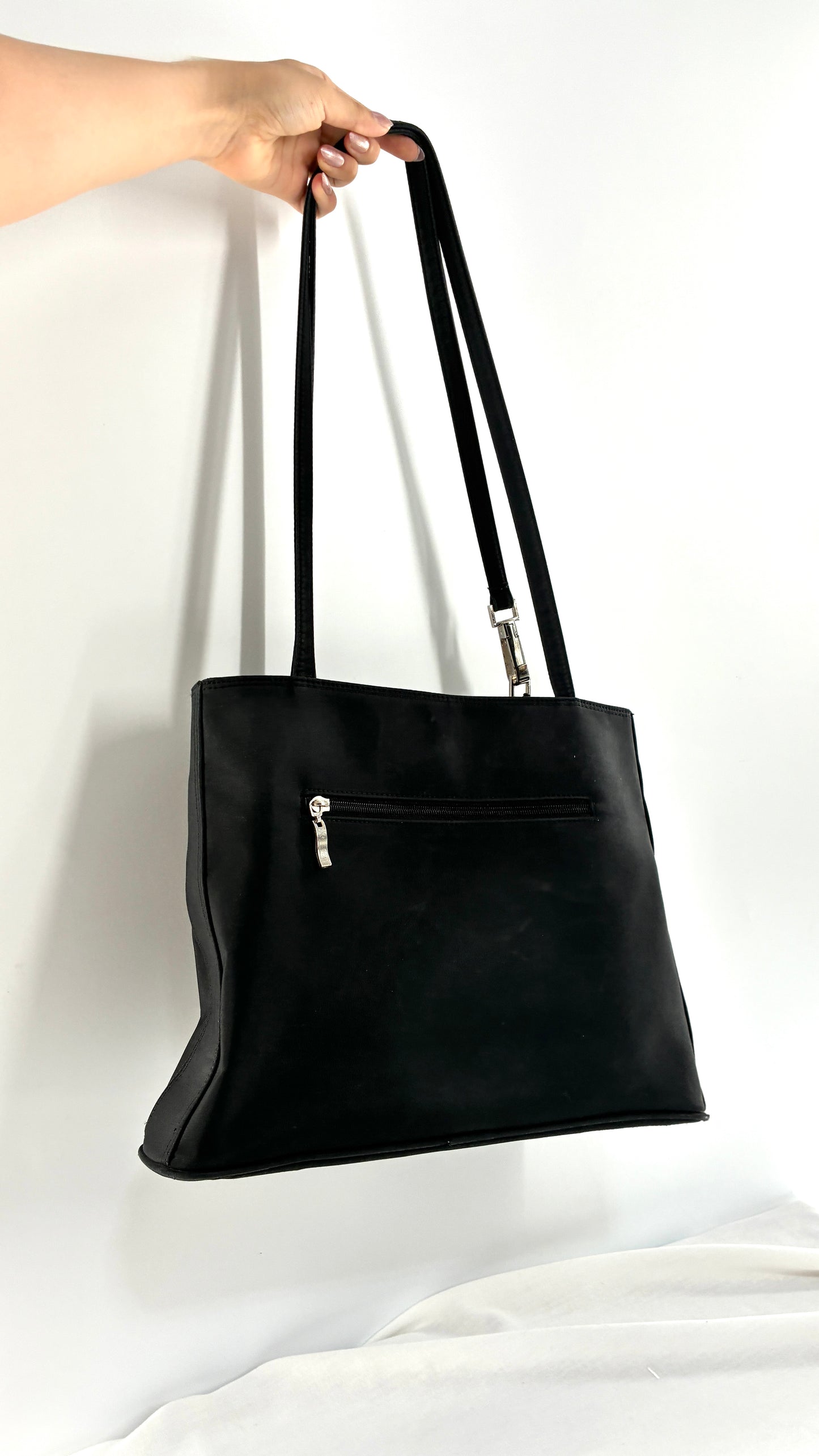 Vintage GUCCI Inauthentic Black Shoulder Bag with Silver Metal Hardware