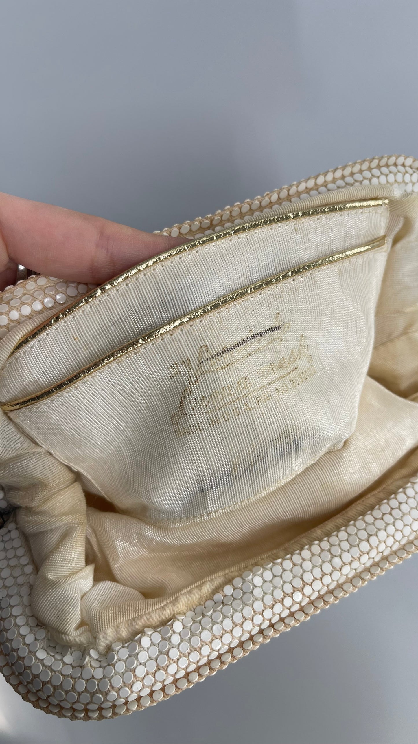 Vintage Luana Off White Mesh Pouch/clutch