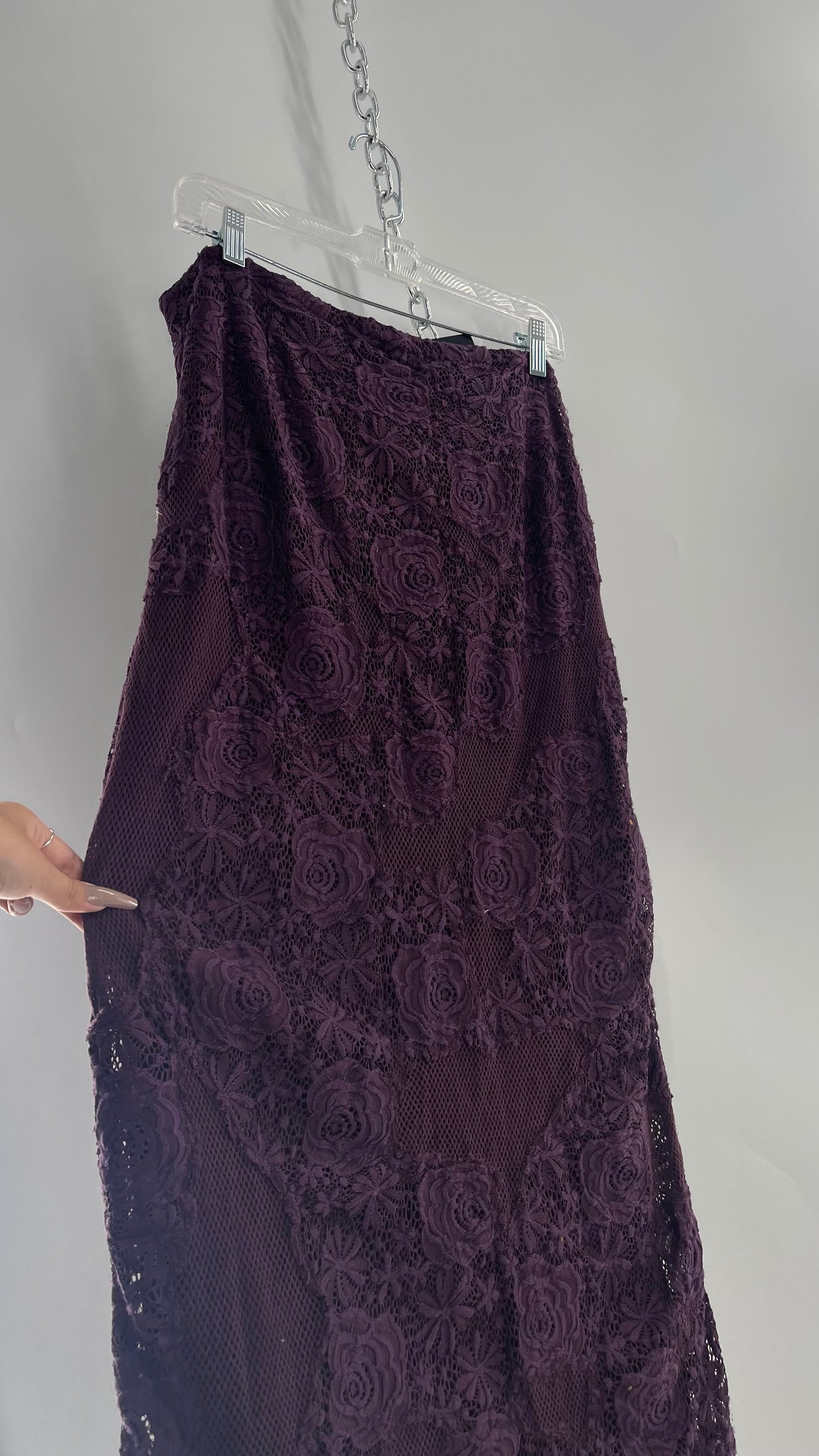 Free People Plum/Purple Lace Mesh Skirt with Tags Attached (Medium)