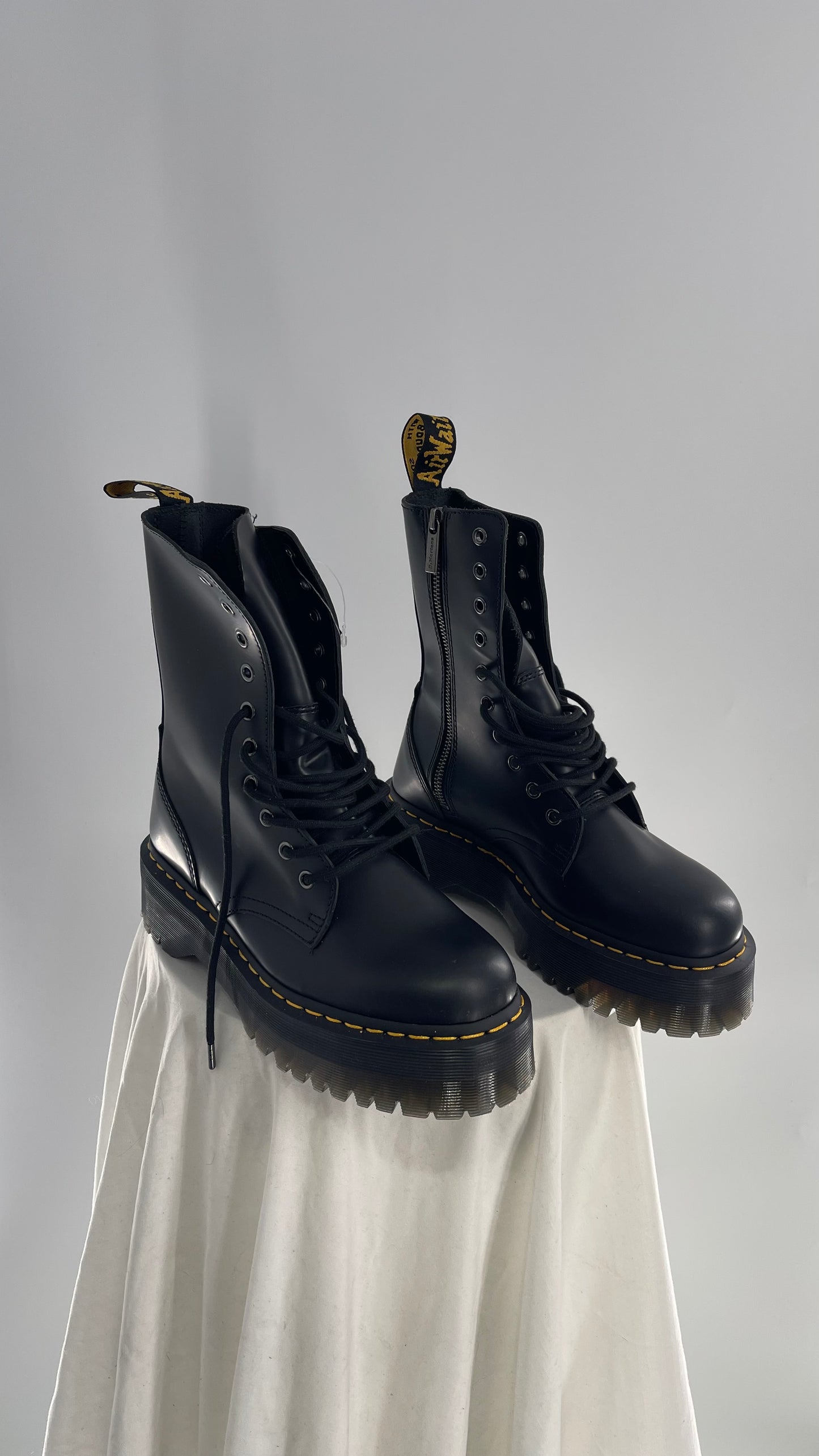 Doc Martens JADON HI Black Patent Leather Platform Boots (8)