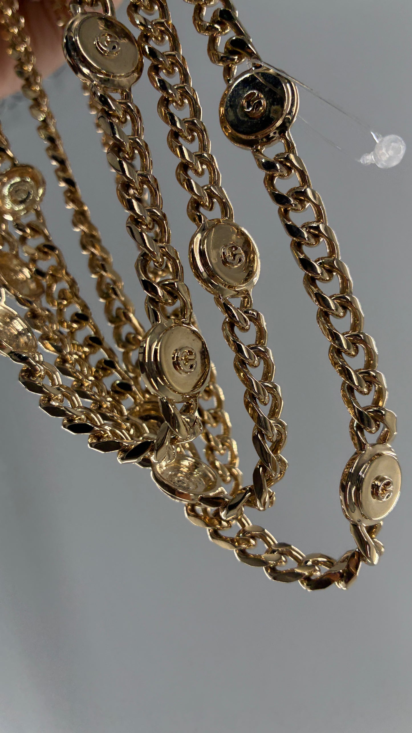 Vintage ST JOHN Triple Strand Medallion, Heavy Gold Waist/Hip Chain Belt