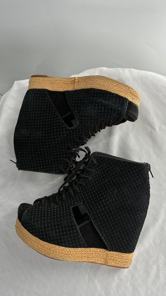 Havana Jeffrey Campbell Exaggerated Wedge Heel Black Suede Platform (7)