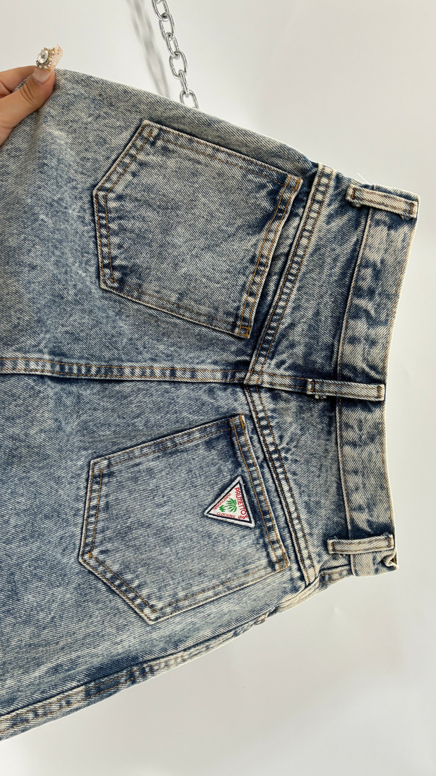 Vintage PALMETTOS Acid Washed Skirt with Slanted Pockets (5)