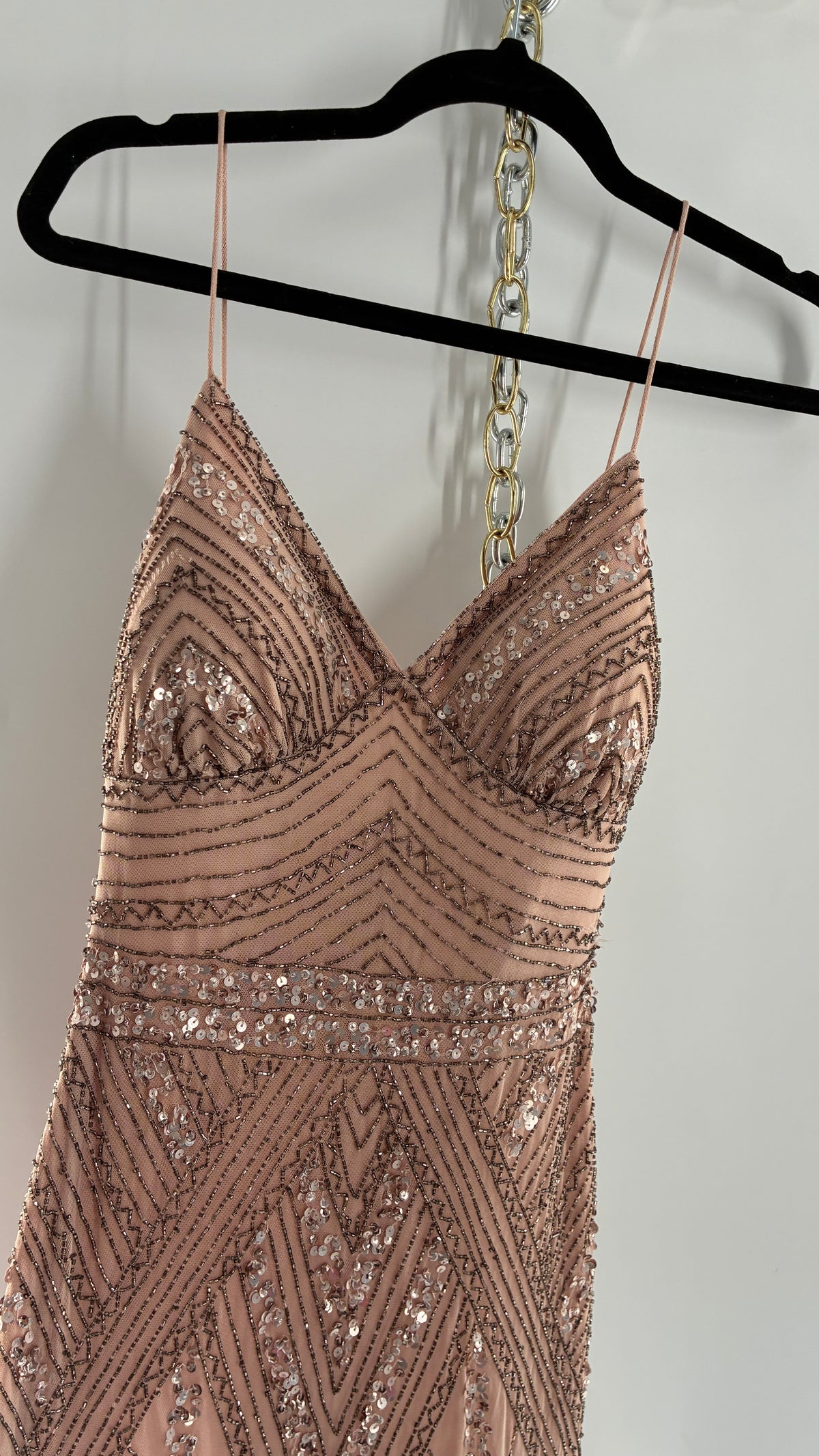 Vintage MARINA Dusty Pink Beaded Gown (2)