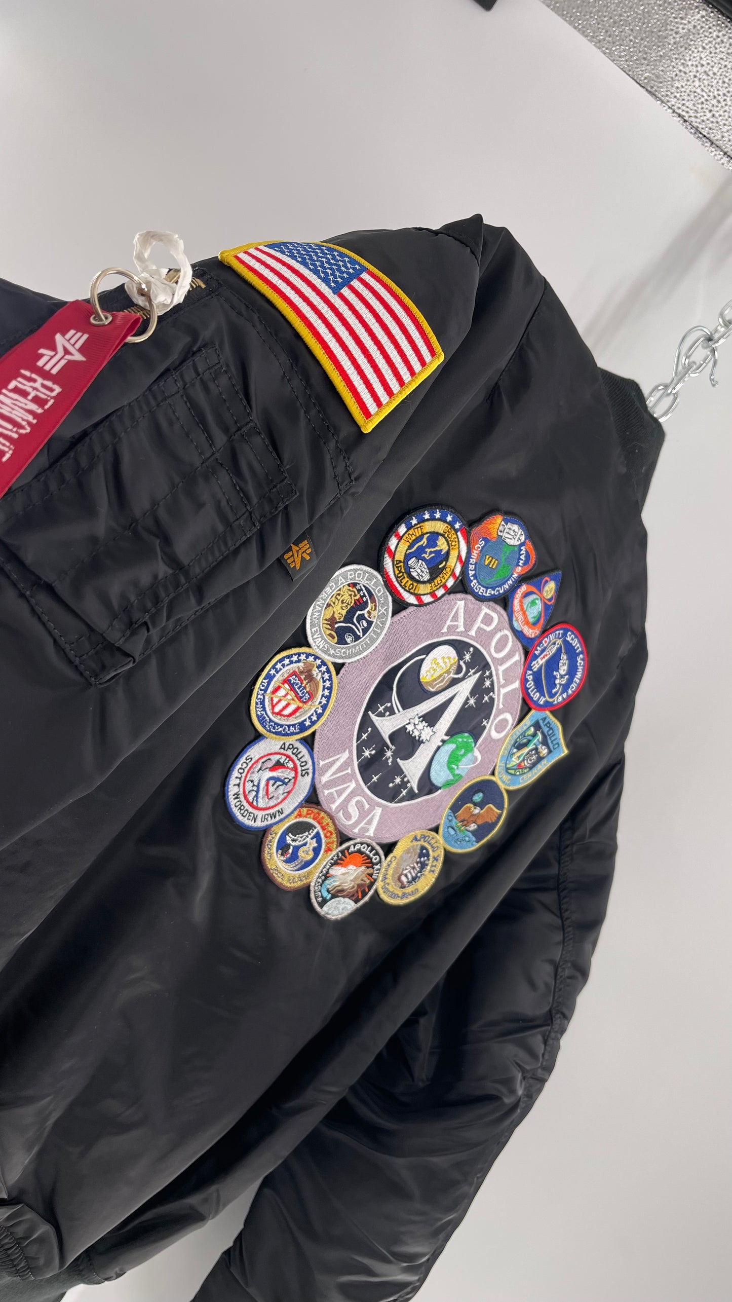 NASA Black Bomber Jacket with Tons of Patches Never Worn with Tags (XXL)