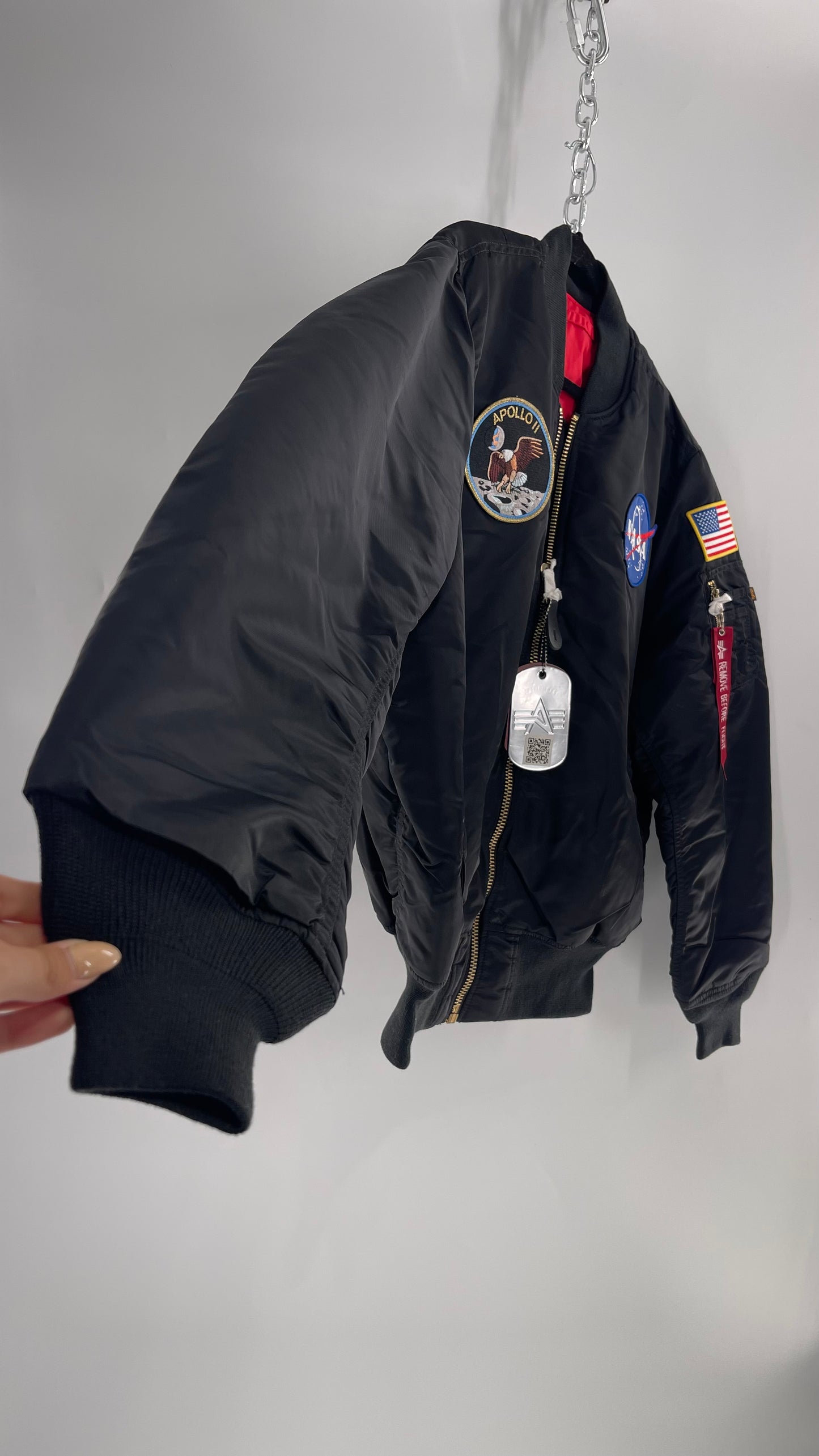 NASA Black Bomber Jacket with Tons of Patches Never Worn with Tags (XXL)