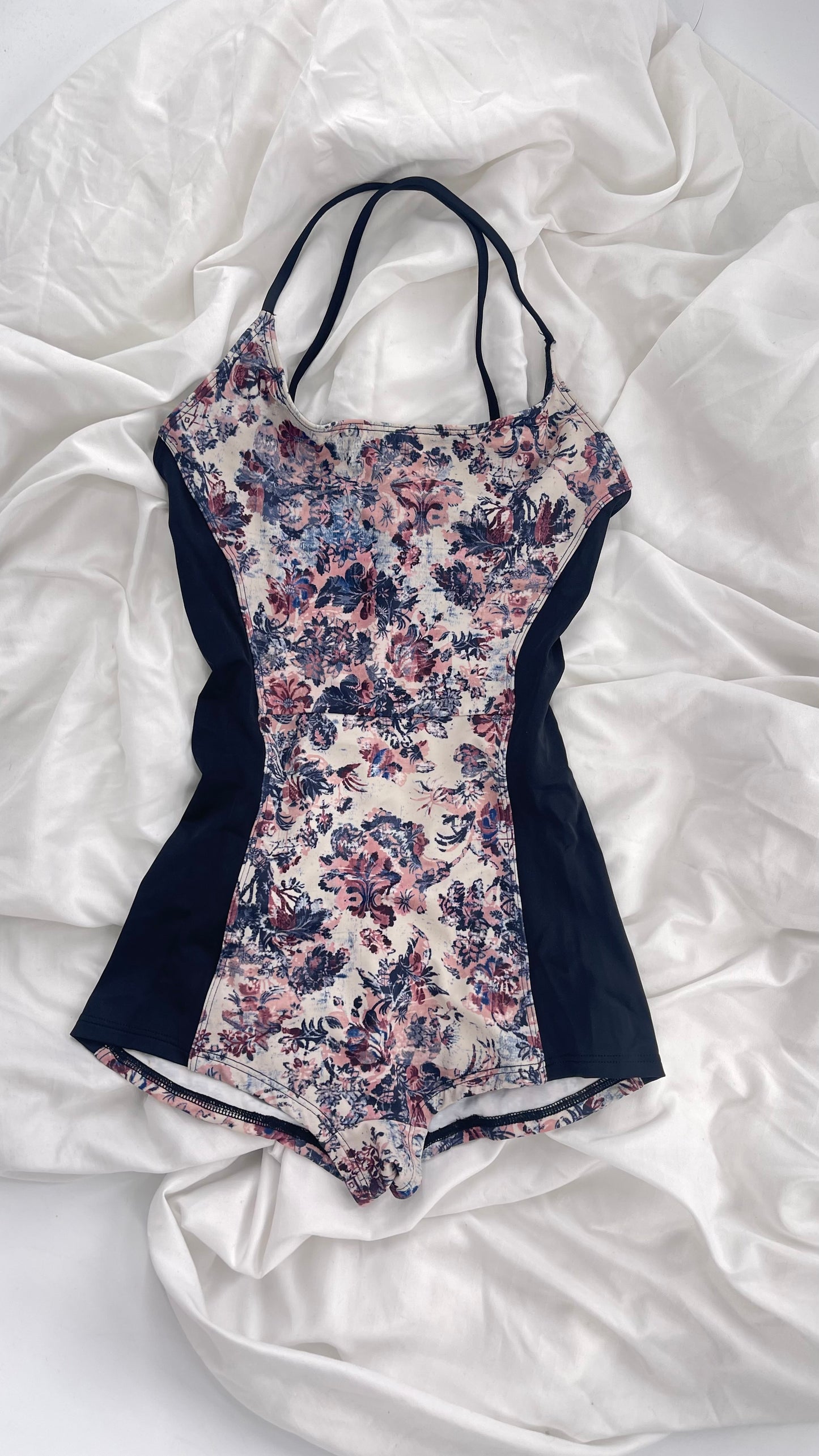 Free People Movement X Onzie Muted Florals and Black Swim Body Suit (S/M)