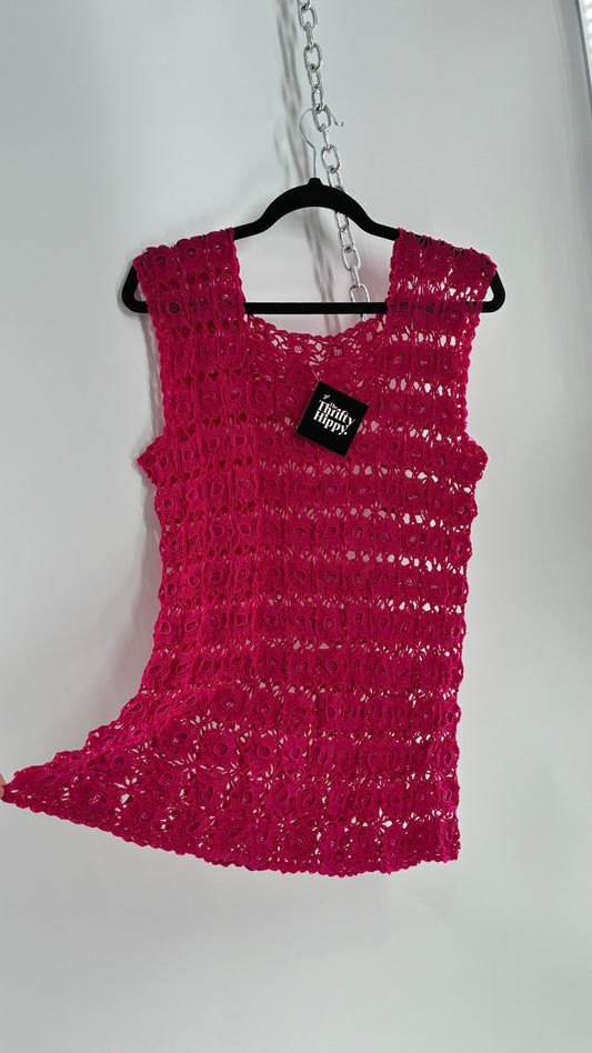 Vintage Handmade Crochet Hot Pink (Medium)