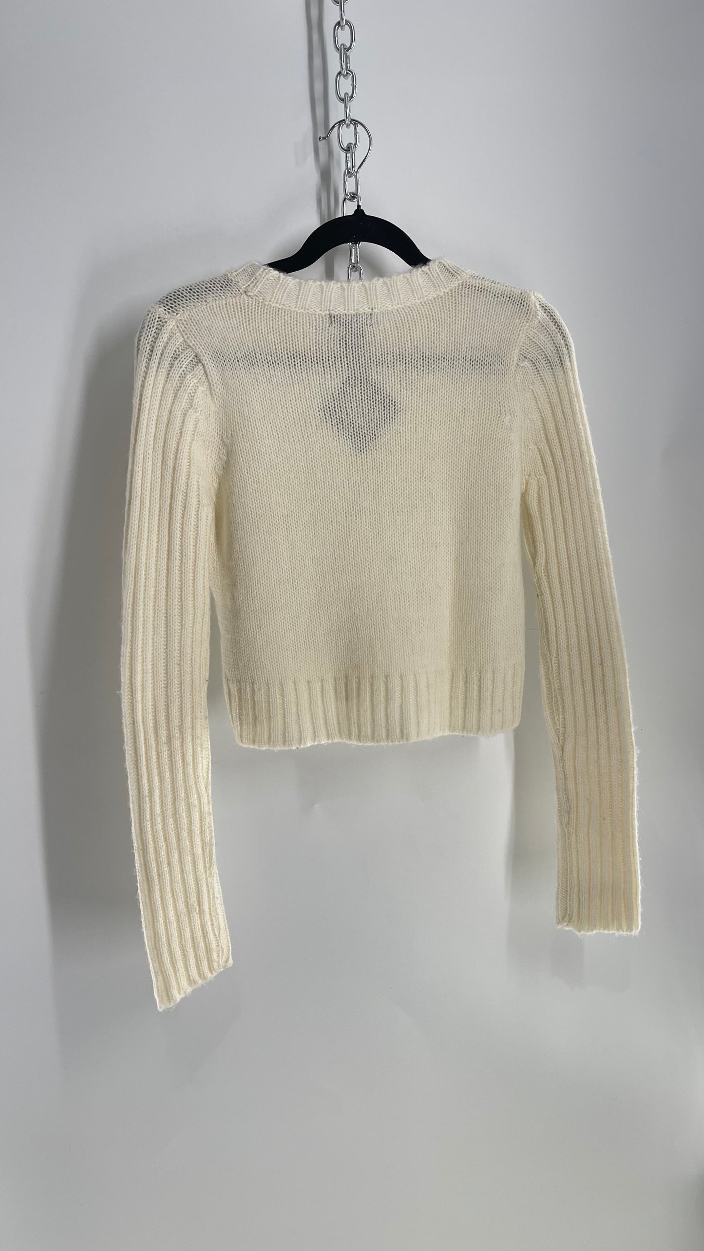 Vintage WetSeal White Argyle, Ribbed Sweater (XS)